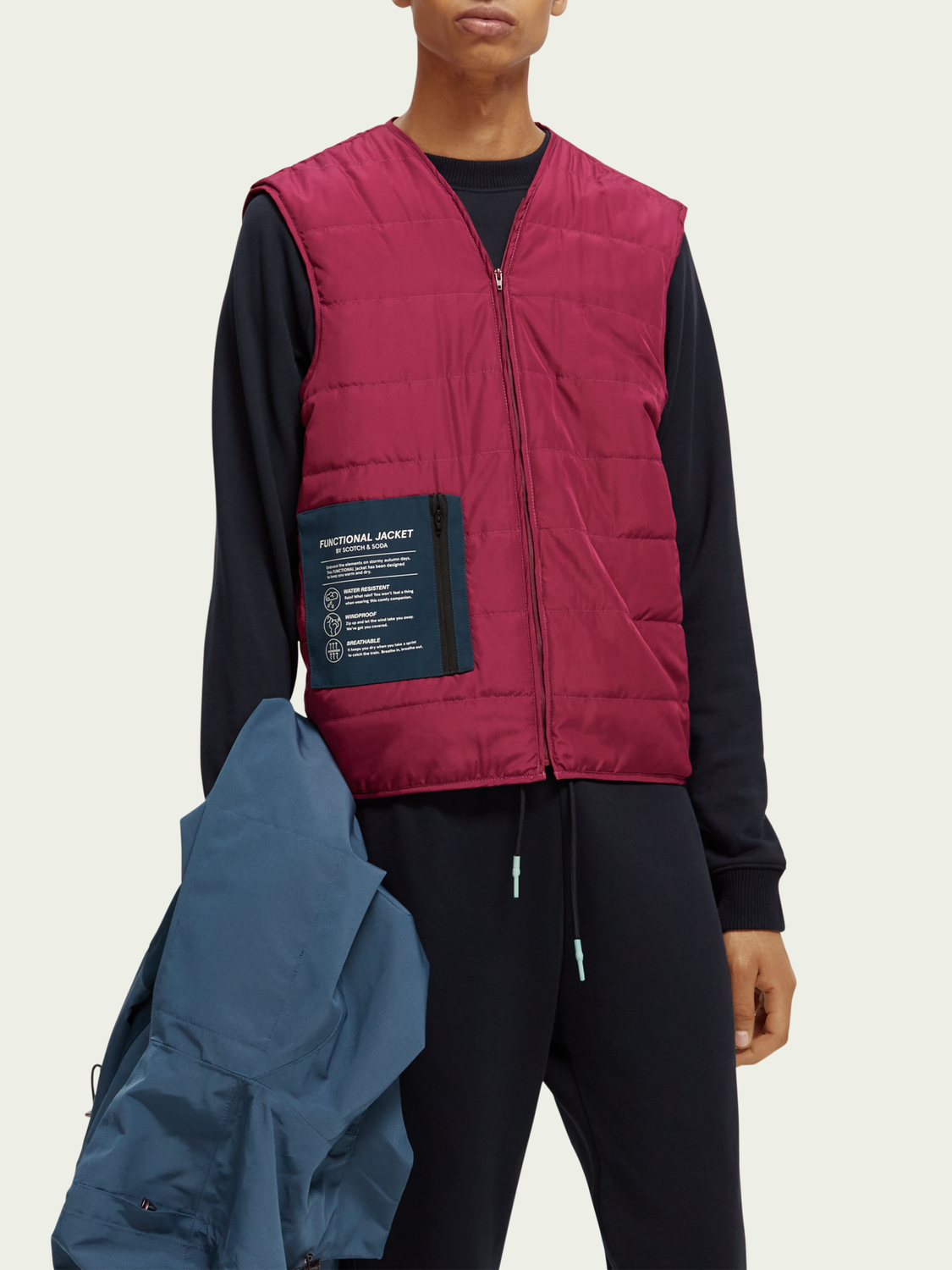 Unisex Water-Repellent Colour-Block Raincoat With Removable Vest | scotch & soda outlet