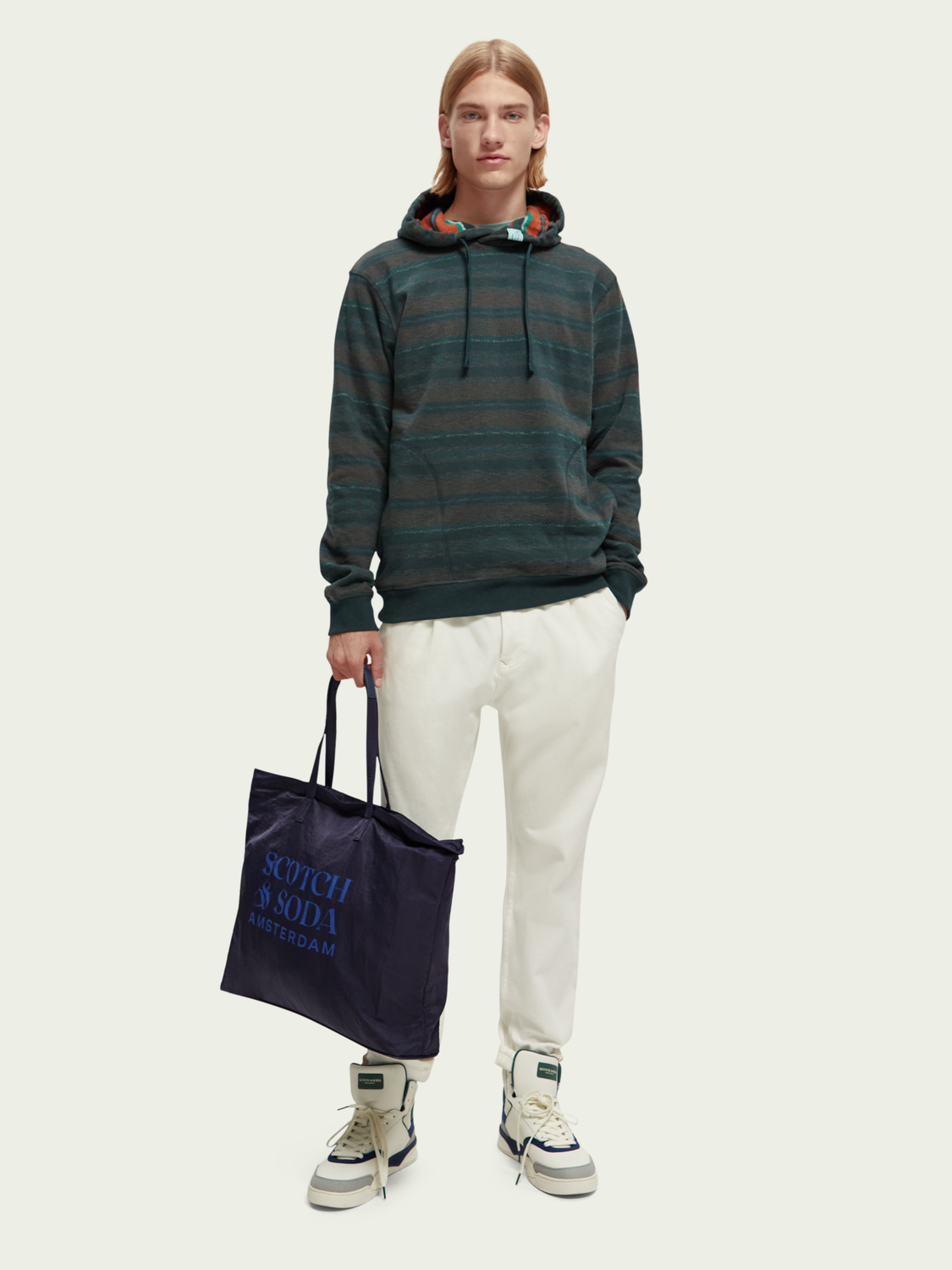 Striped Contrast-Lined Hoodie | Scotch And Soda Outlet