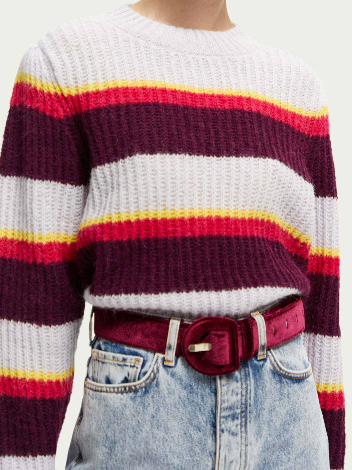 Fuzzy Knitted Puffy Sleeve Sweater