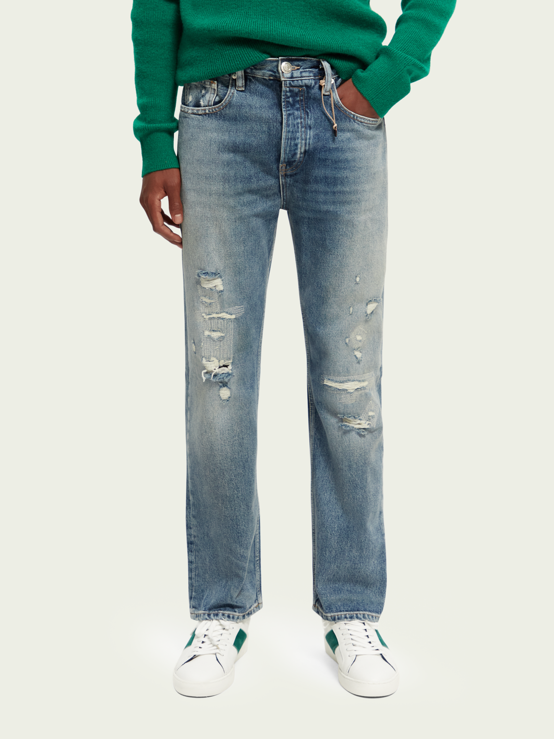 The Vert Straight Leg Distressed Jeans | Scotch And Soda Outlet