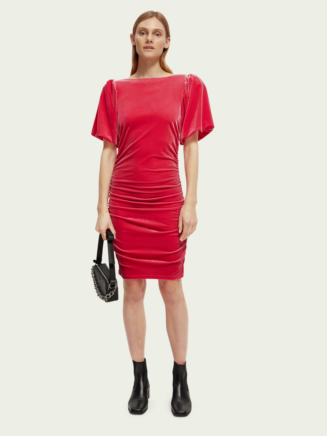 Puffed Sleeved Dress With Gathering Detail | scotch & soda outlet
