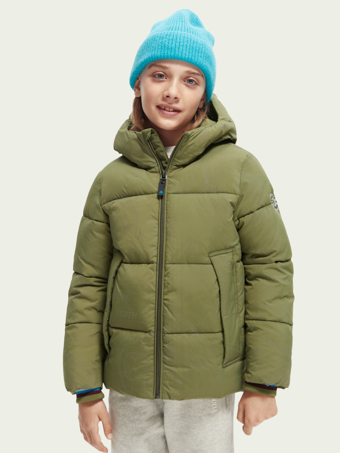 Padded Jacket With Reflective Print