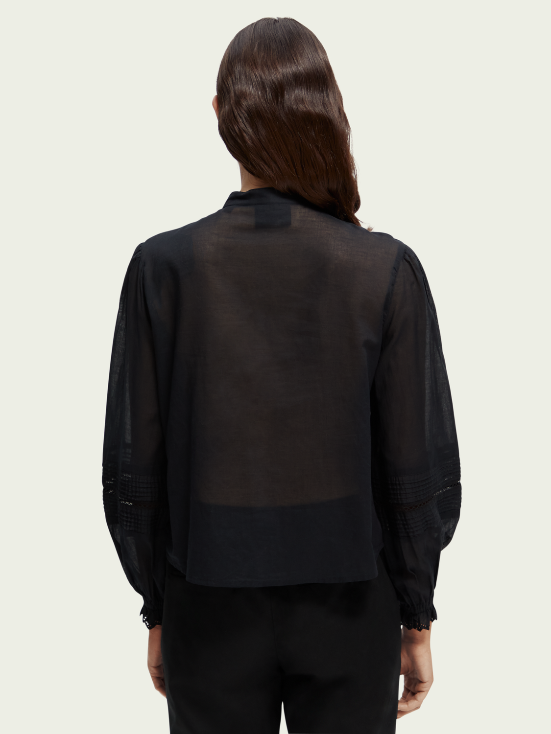 Long-Sleeved Organic Cotton Broderie Shirt | scotch & soda outlet