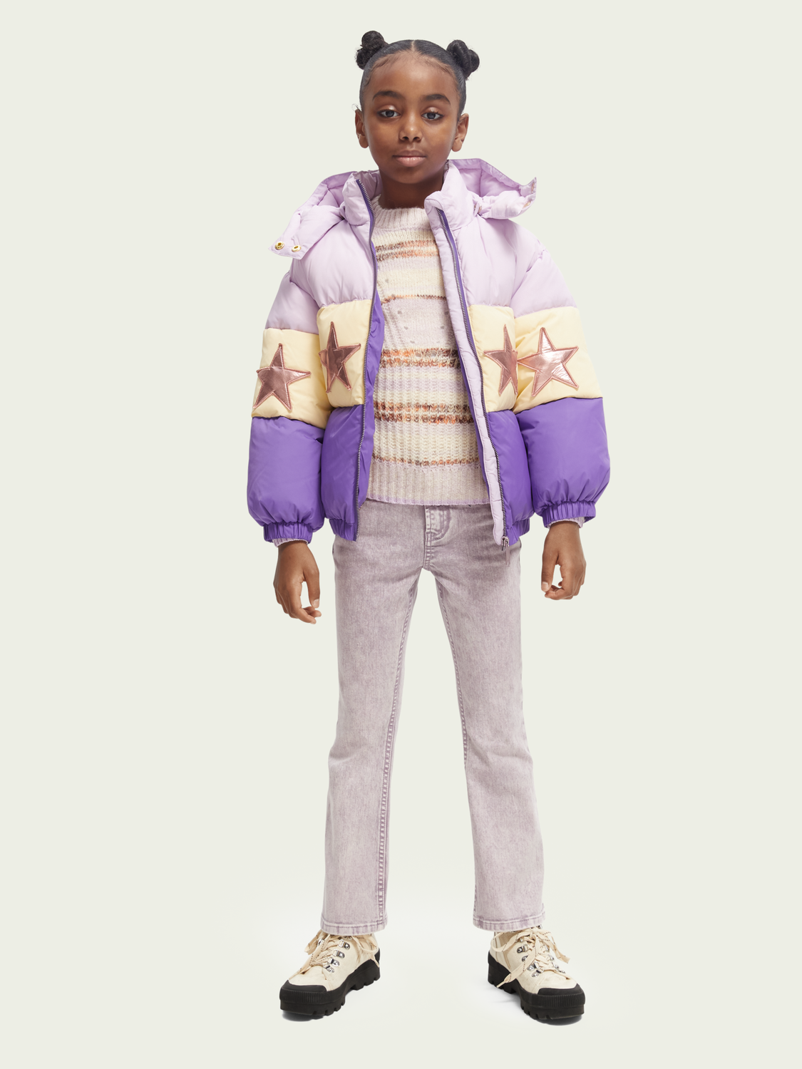Colour-Blocked Star Puffer Jacket
