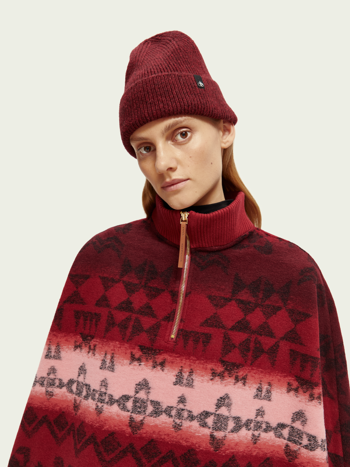 Traditional Printed Jacquard Poncho | scotch & soda outlet