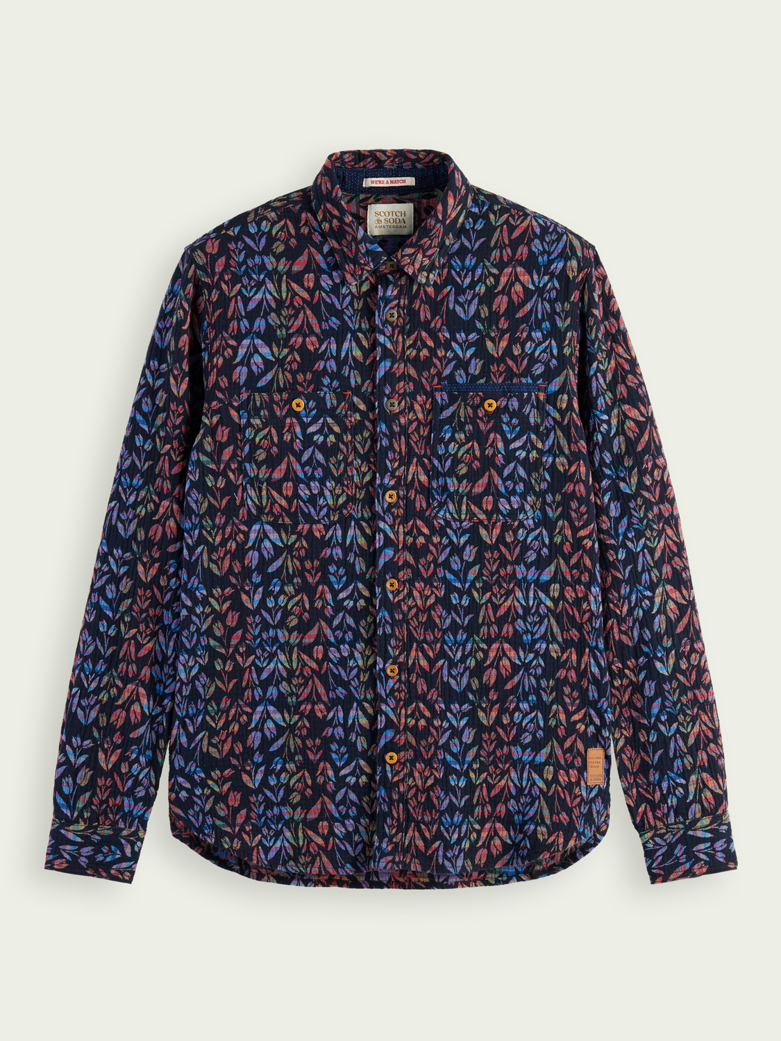 Yarn-Dyed Bonded Shirt With Sleeve Adjustment | Scotch And Soda Outlet