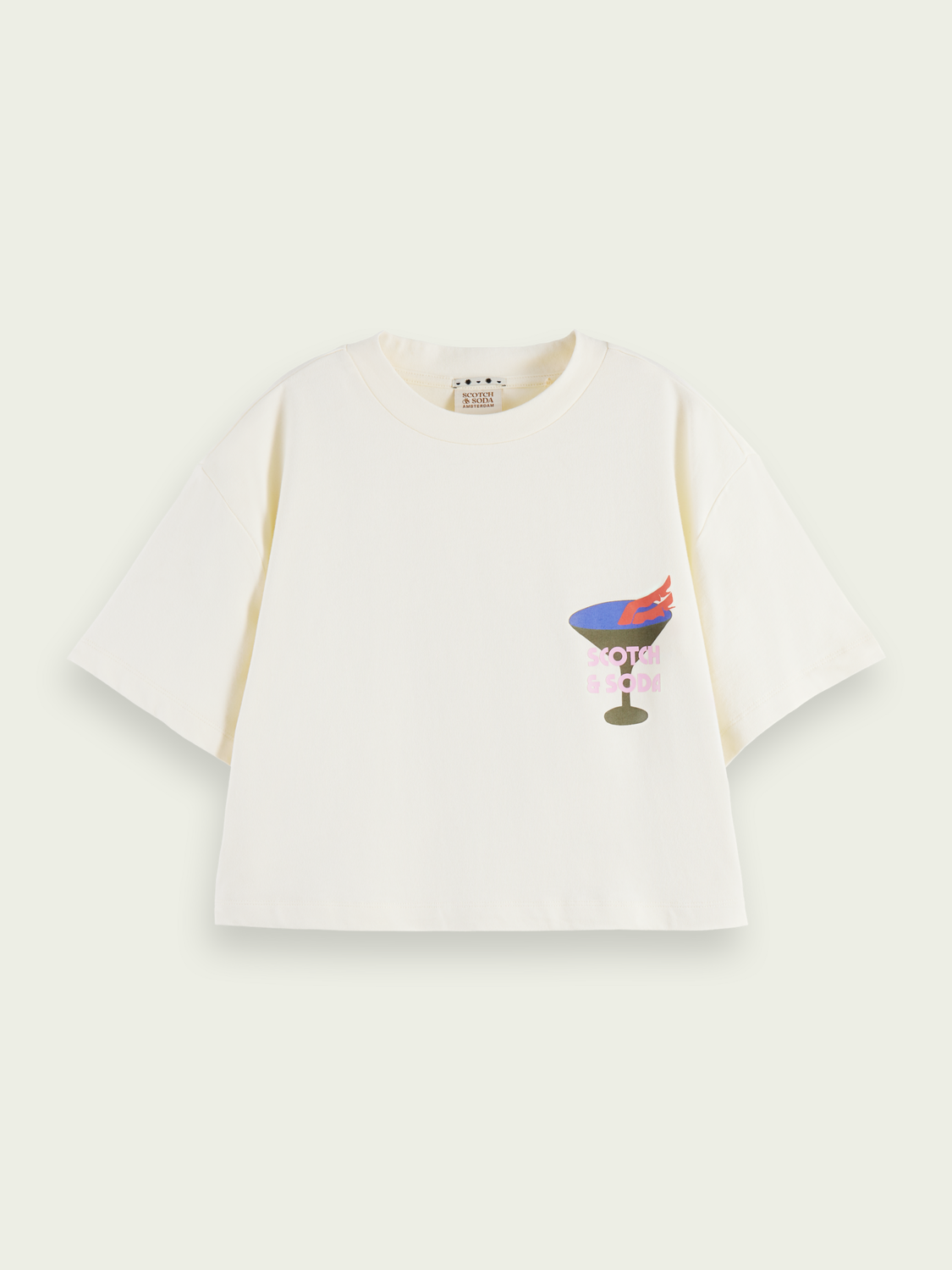 Cropped Loose Fit Graphic T-Shirt | scotch & soda outlet