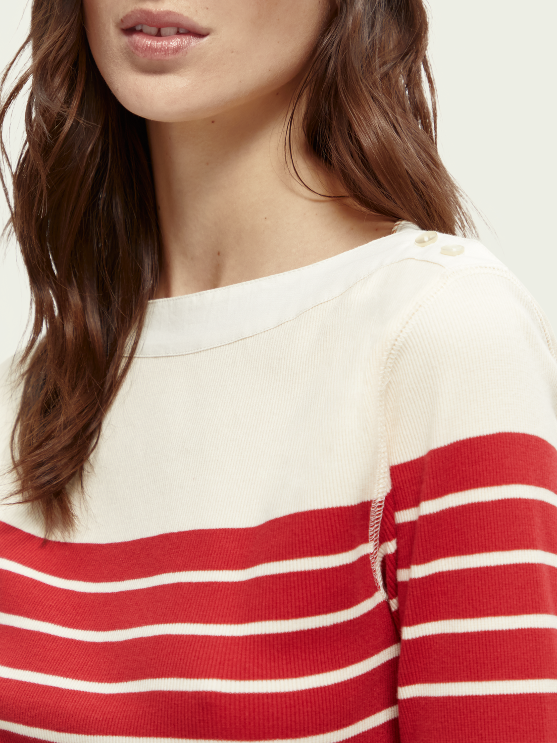 Striped Boatneck Organic Cotton T-Shirt | scotch & soda outlet