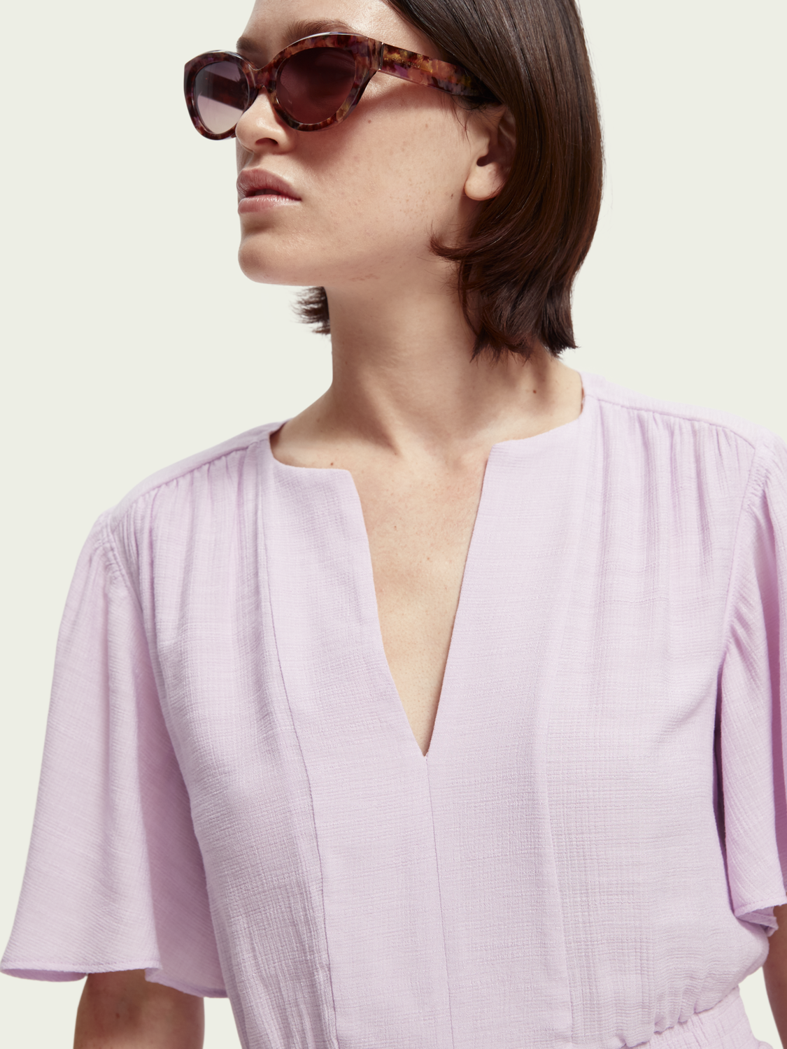 Panelled Gathering Midi-Dress | scotch & soda outlet