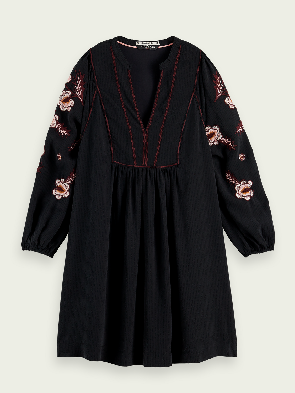 Scotch Soda Outlet | Organic Embroidered Long-Sleeved Mini Dress