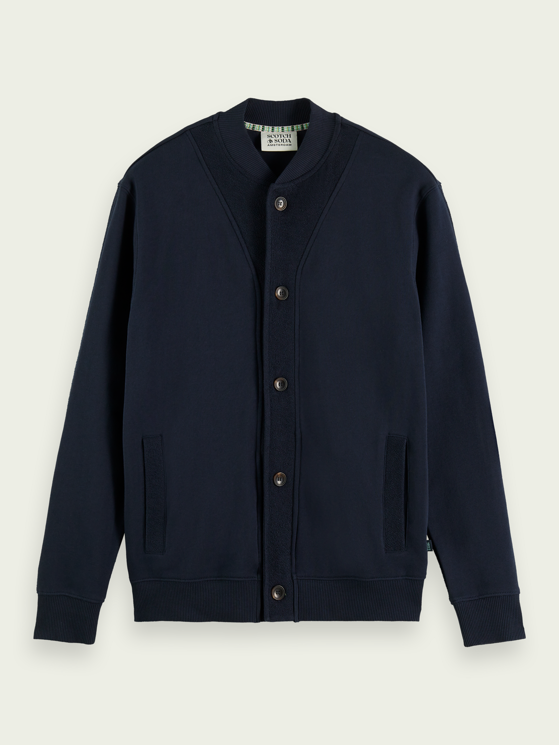 Organic Cotton Embroidered Bomber-Style Cardigan | Scotch And Soda Outlet