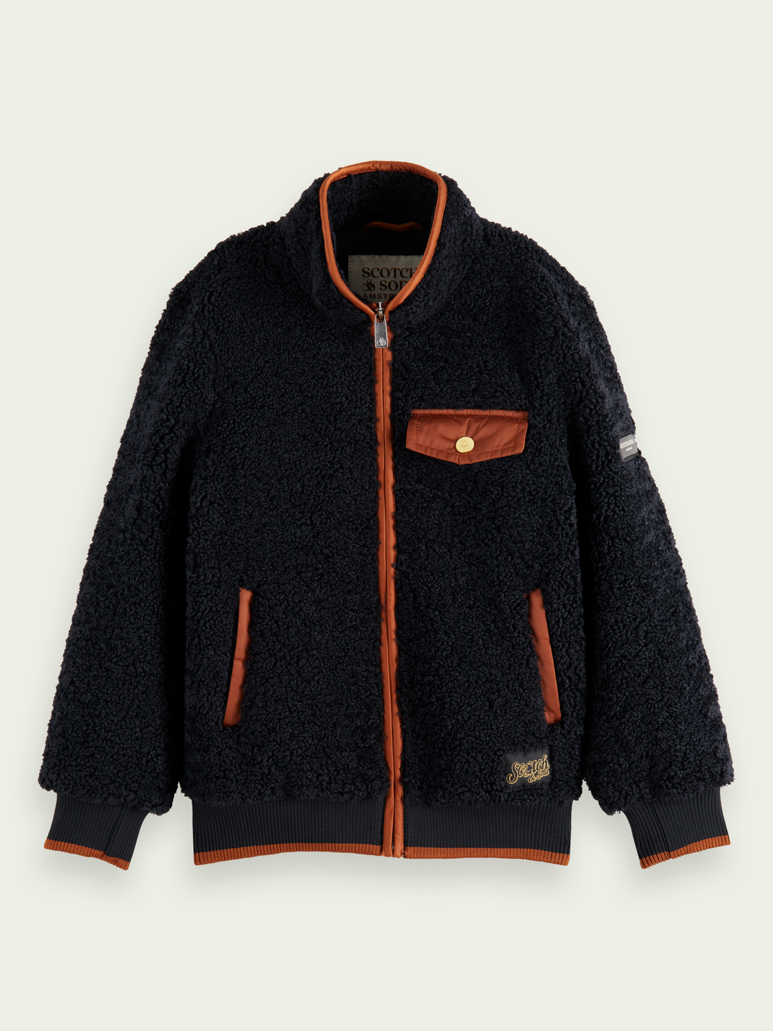 Contrast Trimmed Teddy Jacket