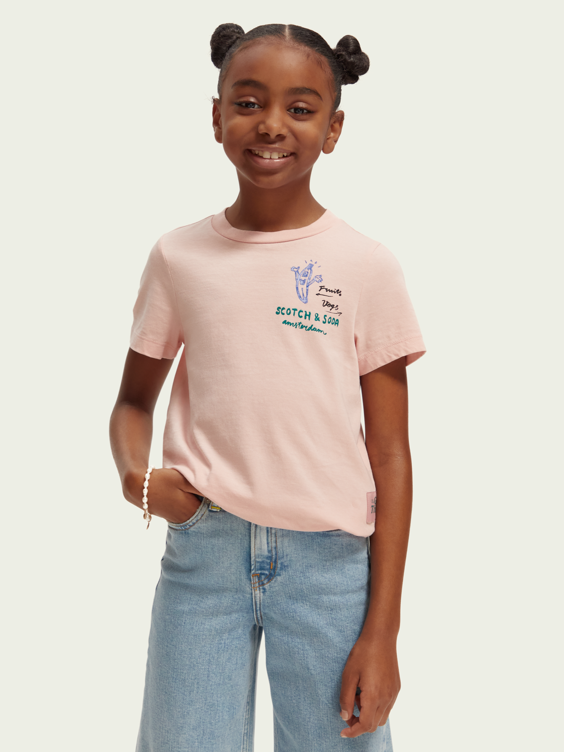 Artwork & Knotted Hem Organic Cotton T-Shirt
