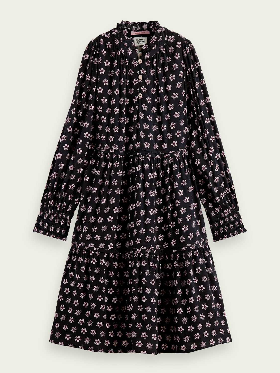 Scotch Soda Outlet | Long-Sleeved Printed Midi Dress