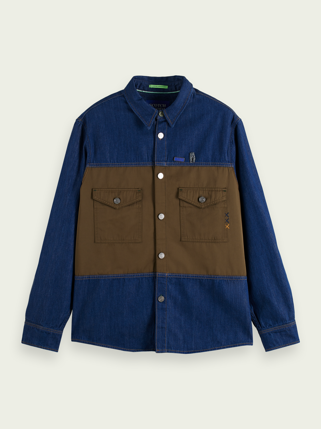 Denim Overshirt With Contrast Panelling | Scotch And Soda Outlet