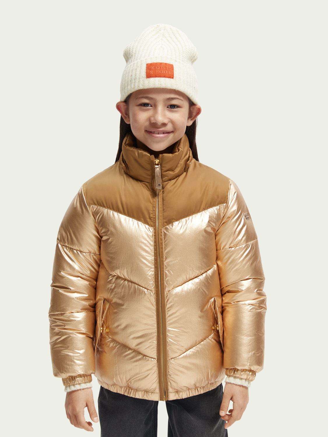 Metallic Colour Block Puffer Jacket