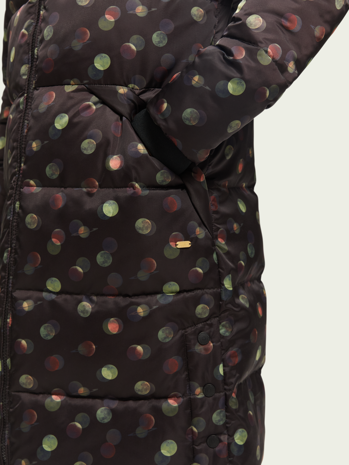 Printed Water-Repellent Long Puffer Jacket | scotch & soda outlet