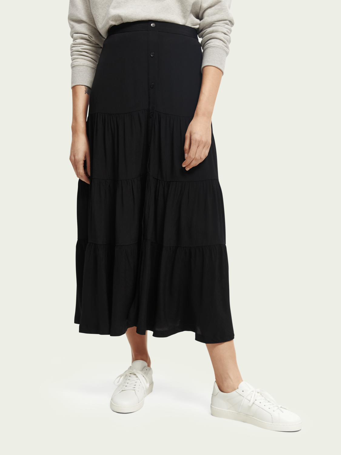 Button-Up Tiered Maxi Skirt | scotch & soda outlet