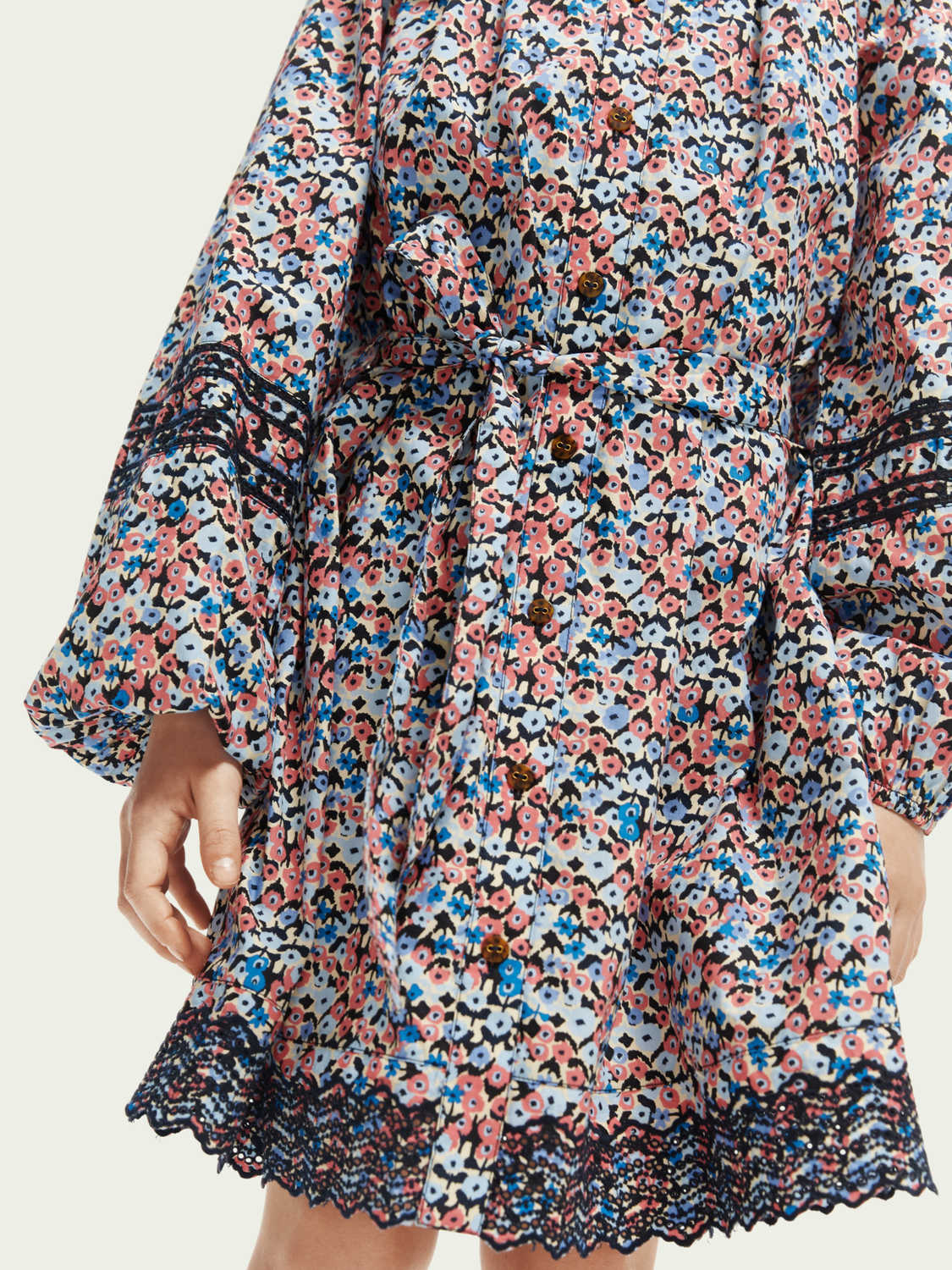 Scotch Soda Outlet | Printed Organic Cotton Long-Sleeved Shirt Dress