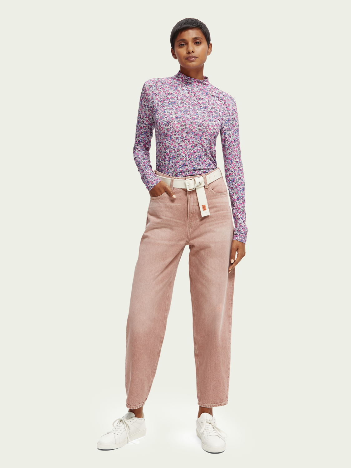 Slim Fit Printed Long-Sleeved T-Shirt | scotch & soda outlet