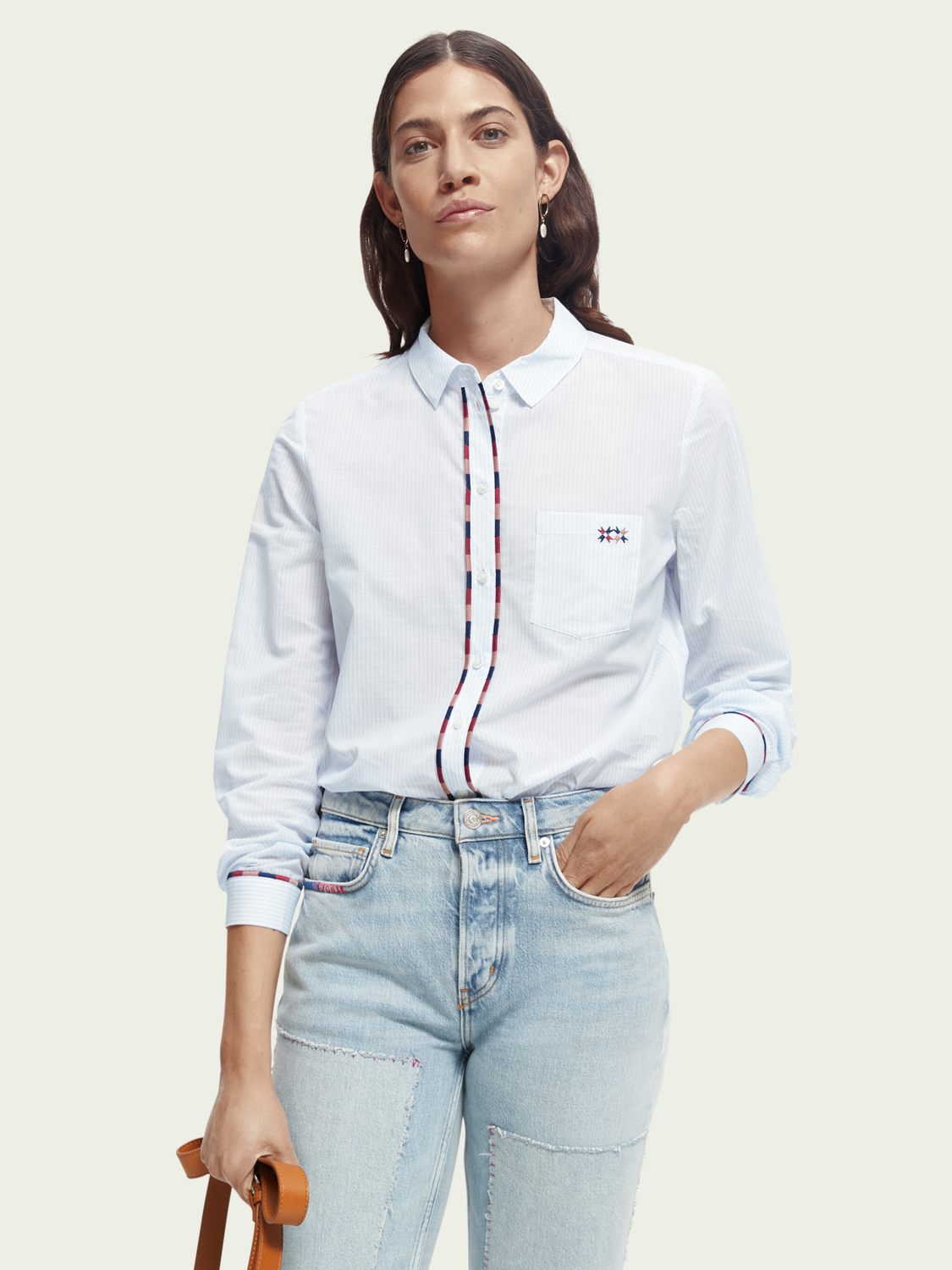 Regular Fit Embroidery-Lined Shirt | scotch & soda outlet