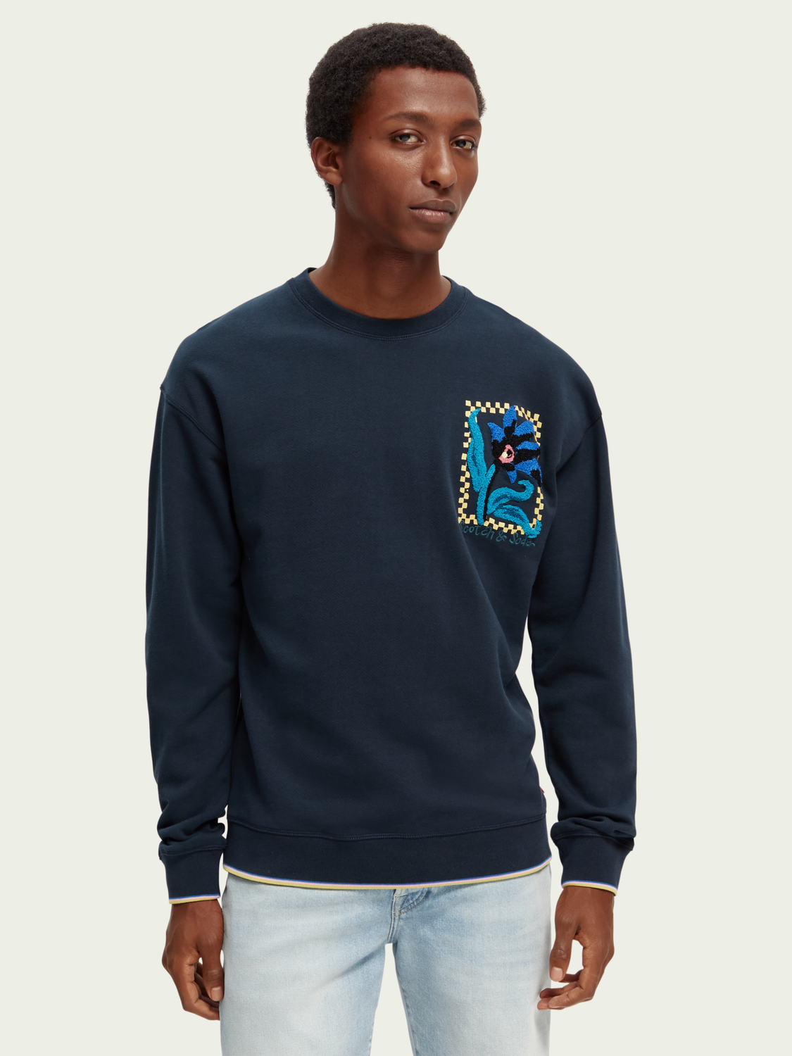 Loose Fit Organic Floral Artwork Sweatshirt | Scotch And Soda Outlet