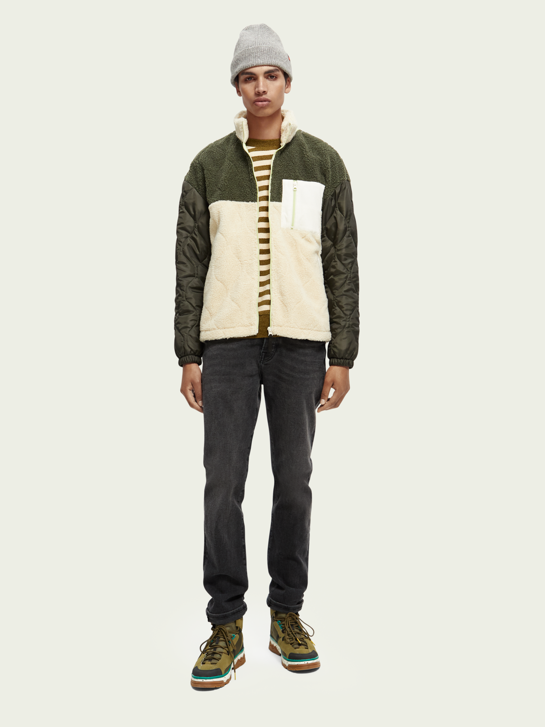 Panelled Quilted Teddy Jacket | Scotch And Soda Outlet
