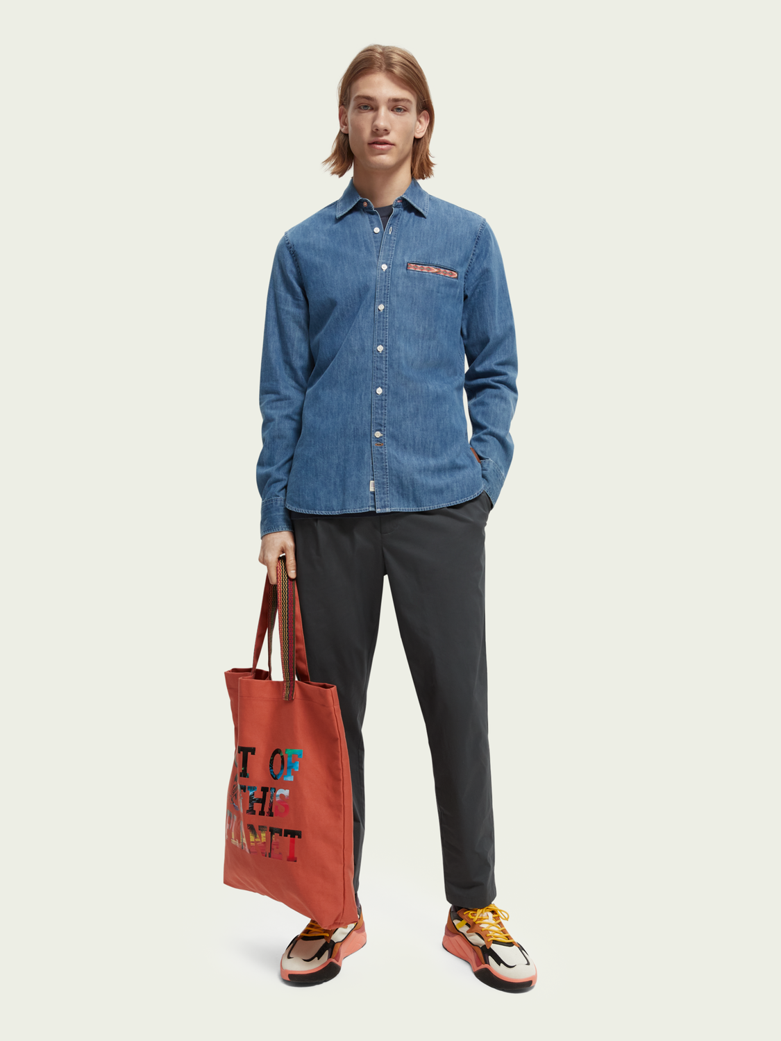 Chambray Shirt With Ikat Detailing | Scotch And Soda Outlet