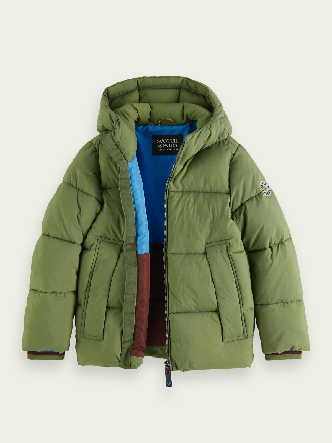 Padded Jacket With Reflective Print