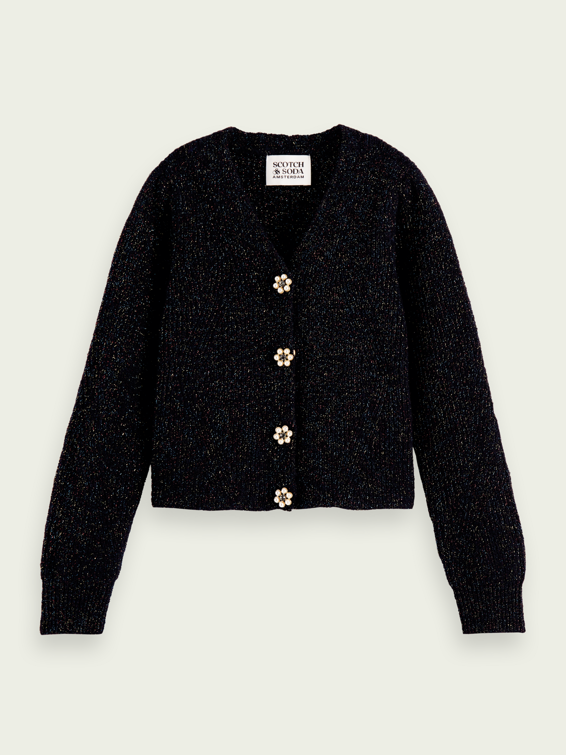 Puffed Shoulder Floral Button Cardigan