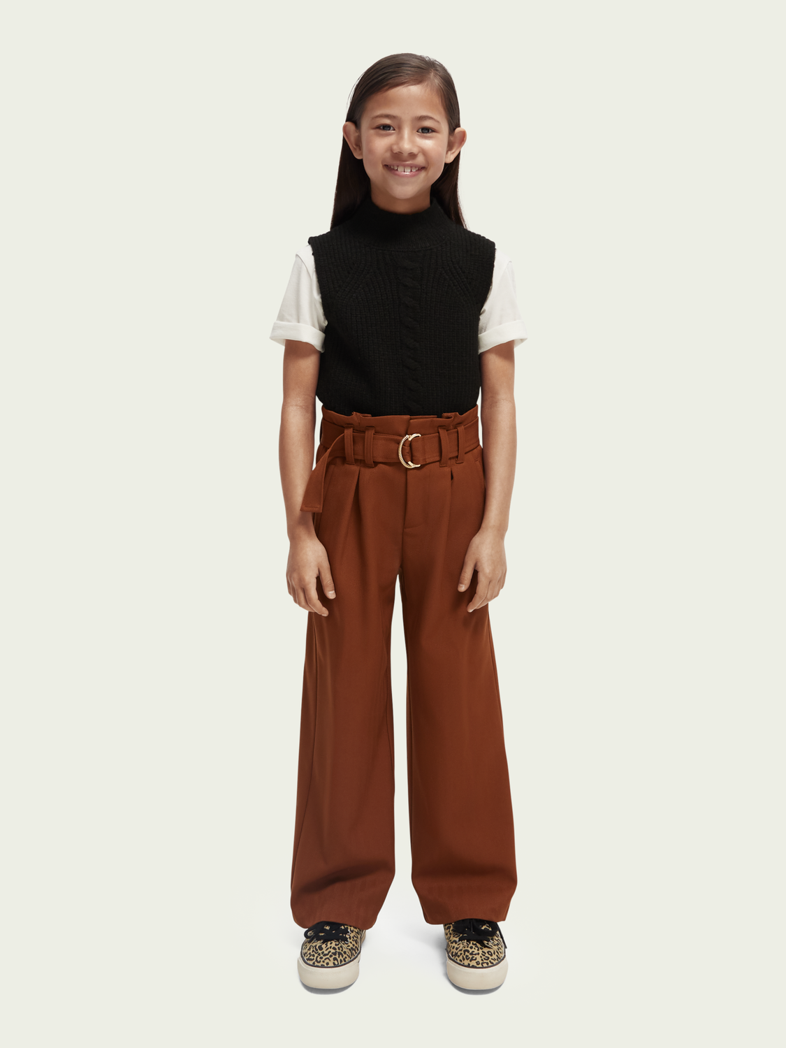 High-Rise Wide Leg Paper Bag Trousers