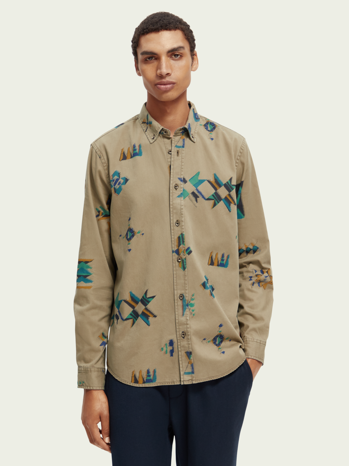 Regular Fit Printed Twill Shirt | Scotch And Soda Outlet