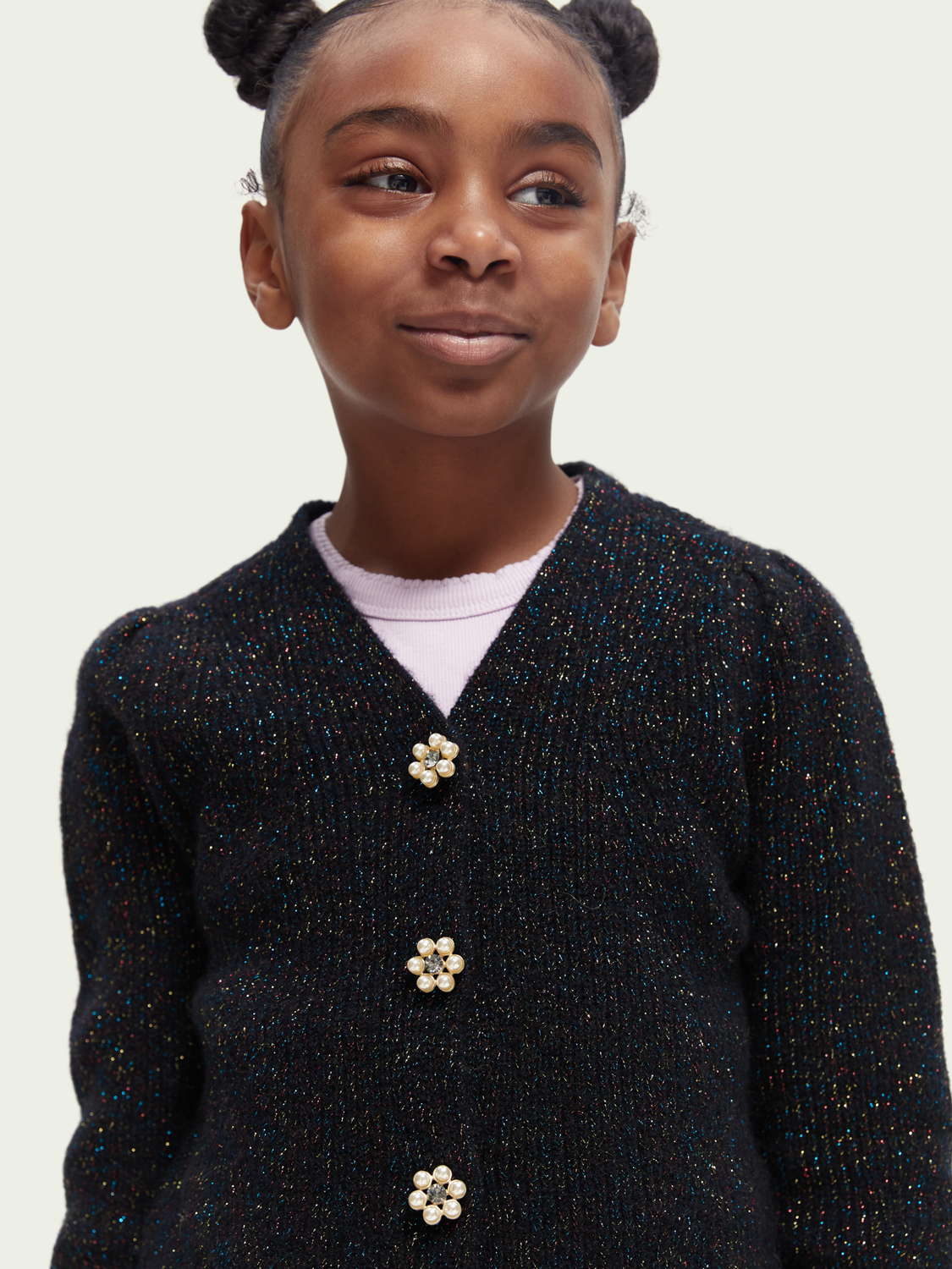 Puffed Shoulder Floral Button Cardigan