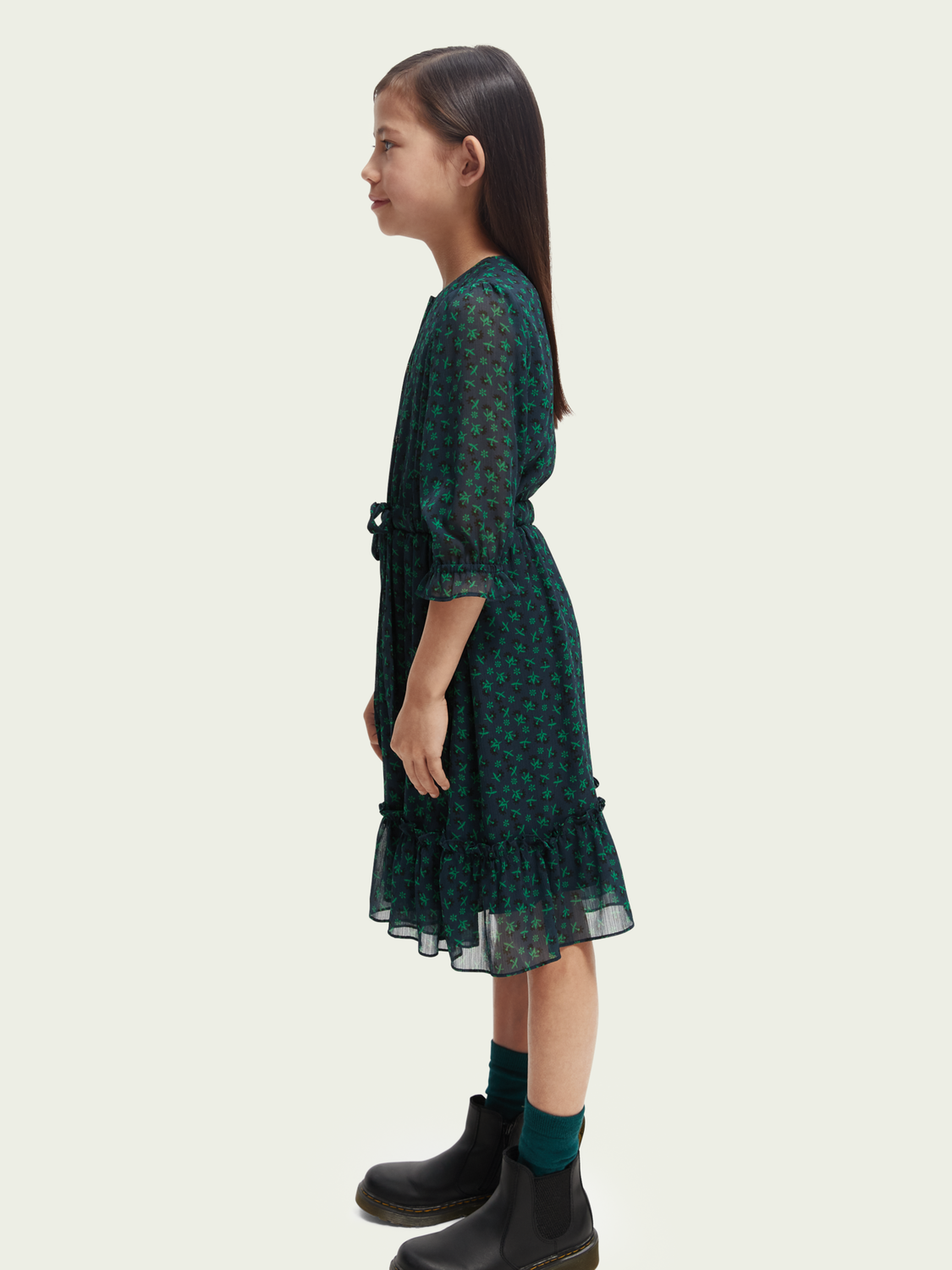 Printed Midi-Length 3/4-Length Dress