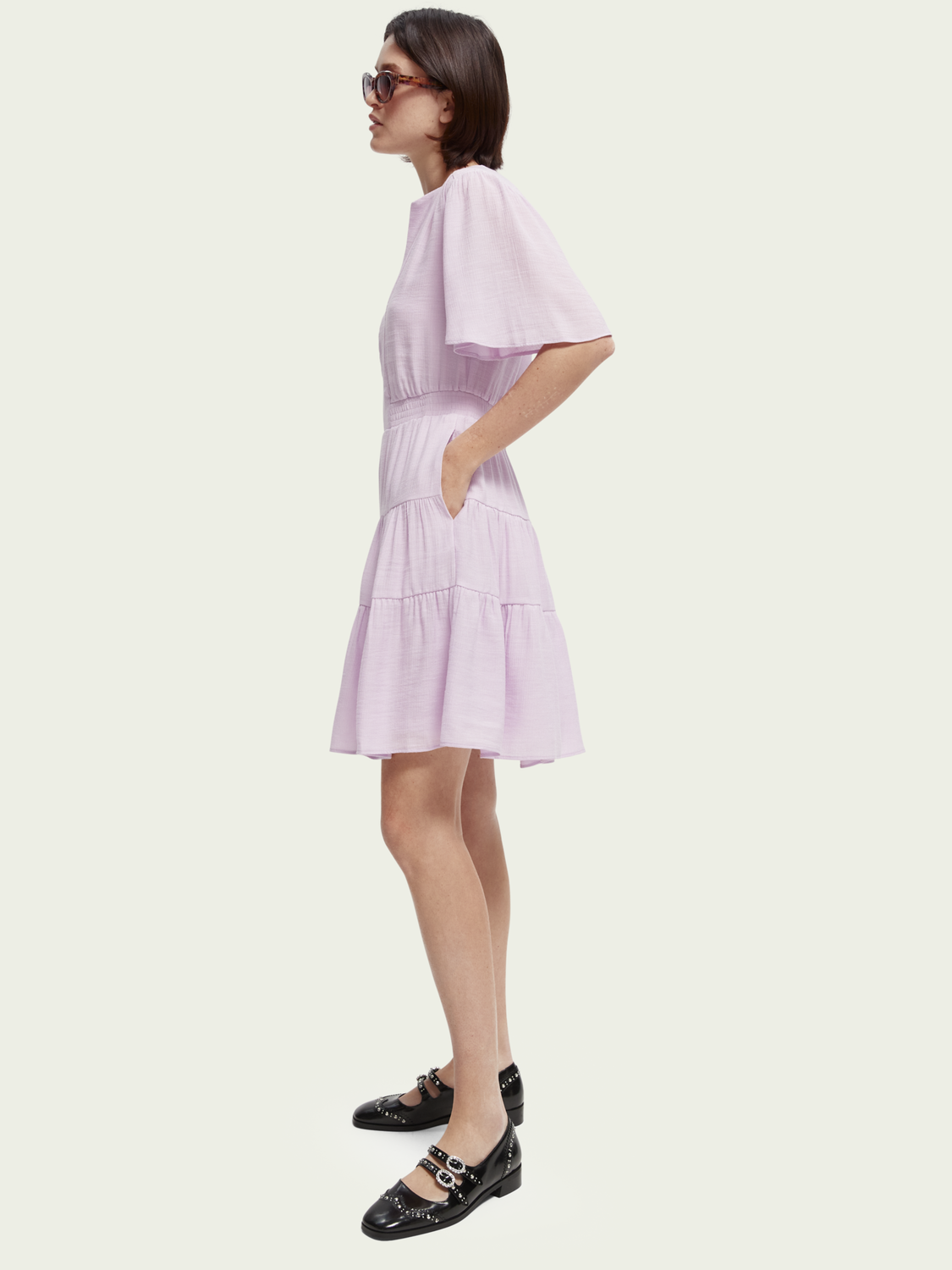 Panelled Gathering Midi-Dress | scotch & soda outlet