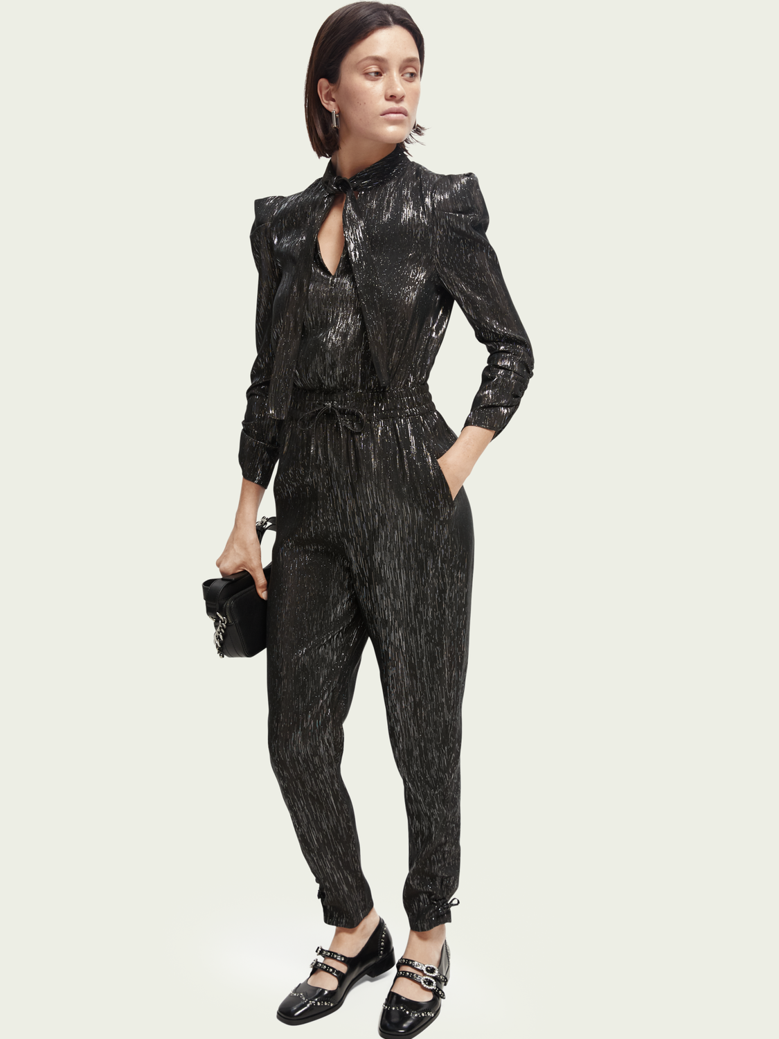 Gathered Silver Jumpsuit | scotch & soda outlet