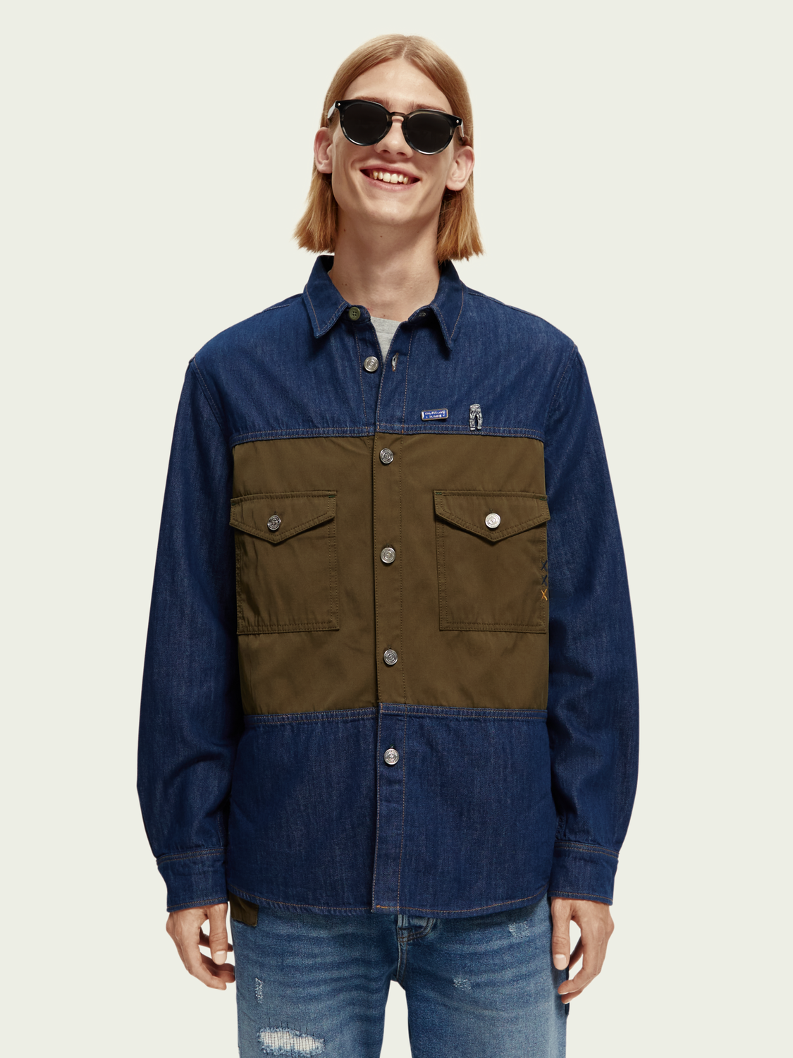 Denim Overshirt With Contrast Panelling | Scotch And Soda Outlet