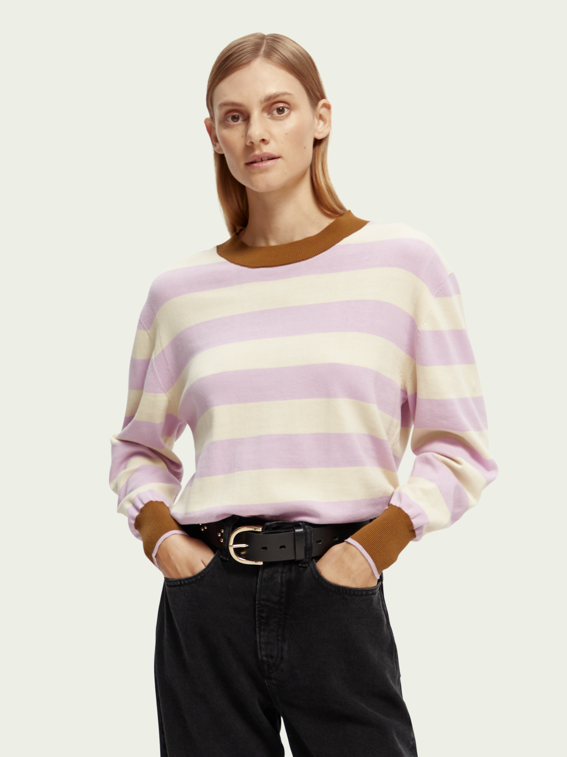 Striped Organic Cotton Sweater | scotch & soda outlet