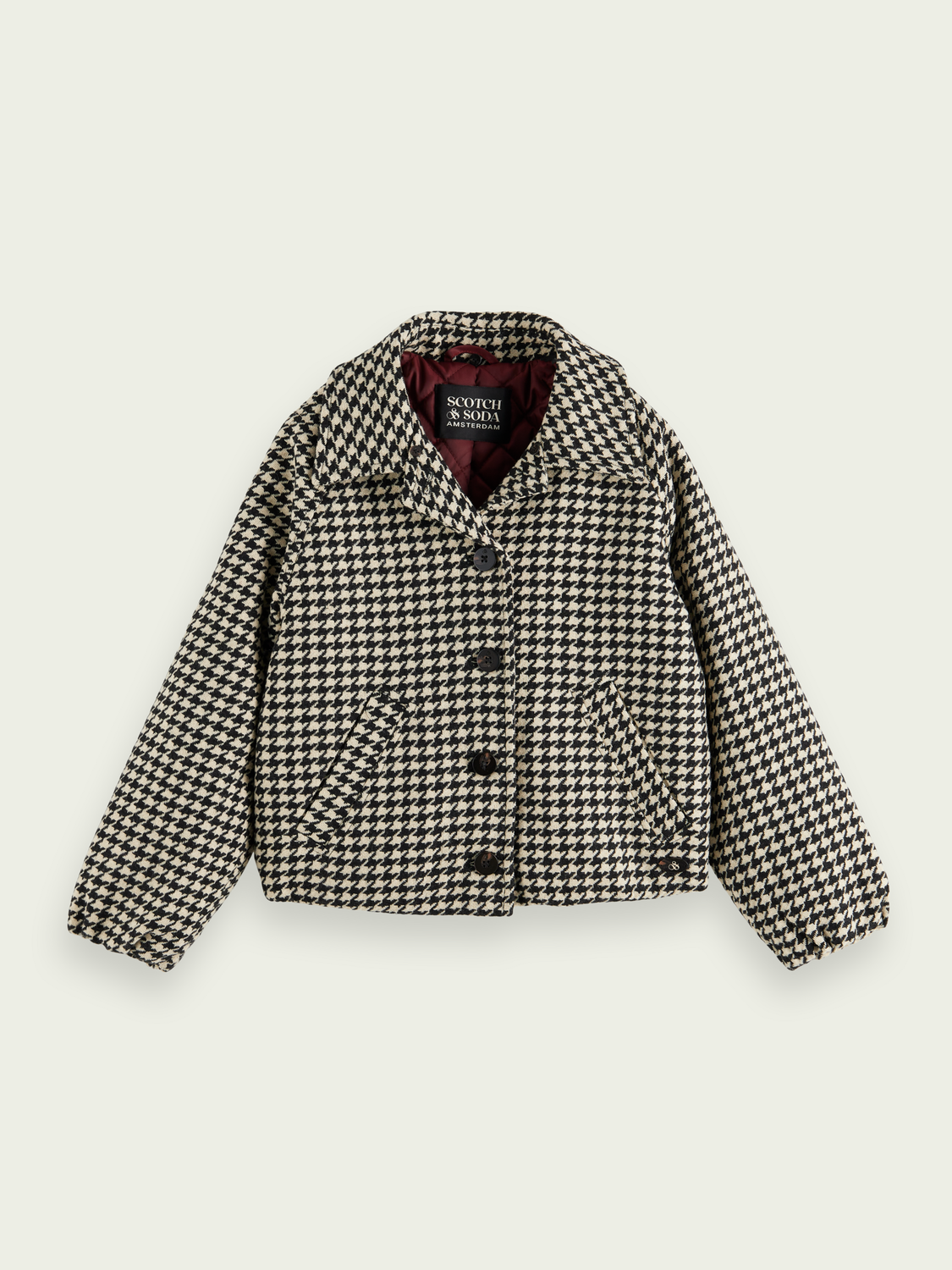 Yarn-Dyed Houndstooth Wool-Blended Jacket