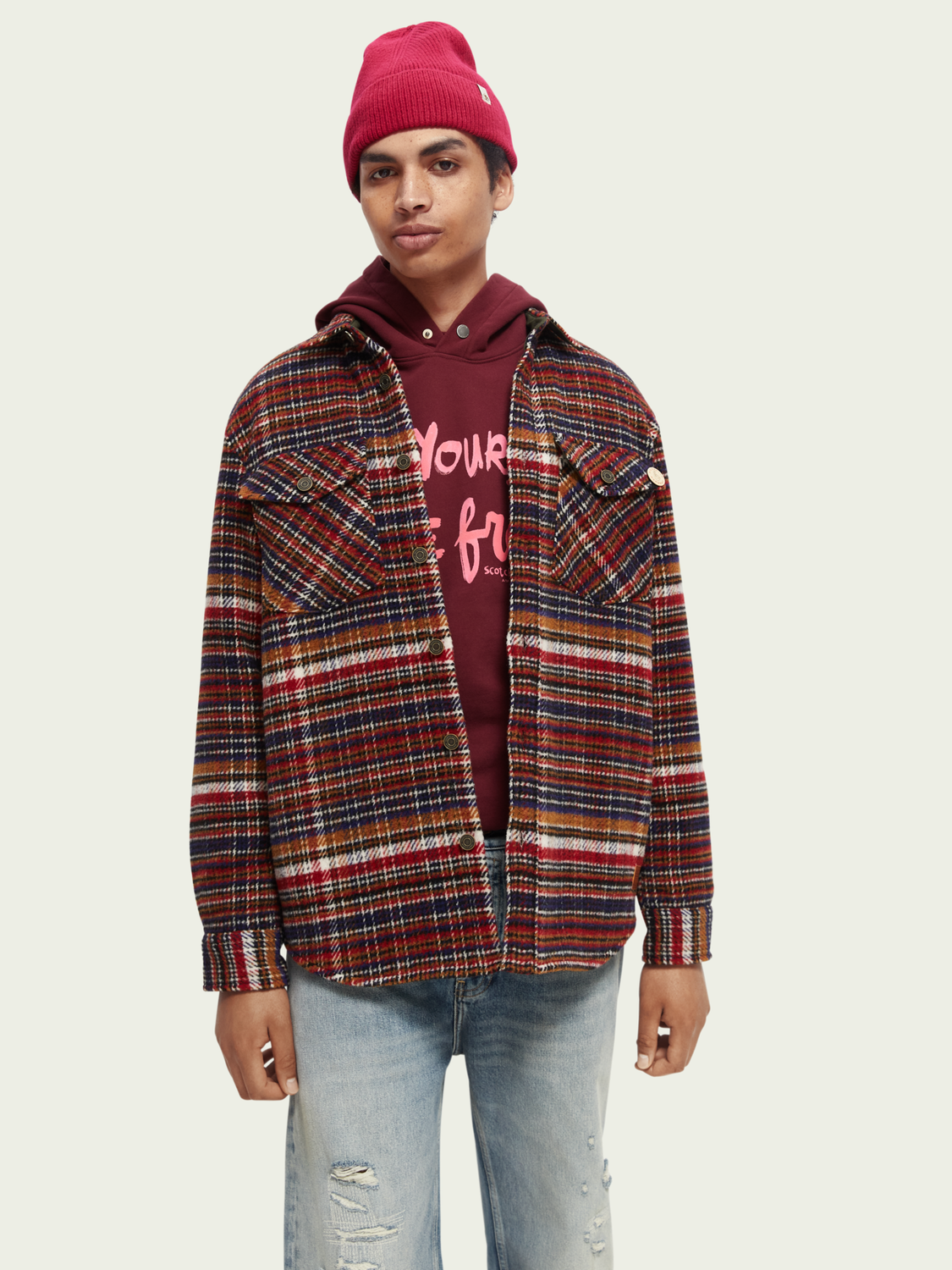 Checked Wool-Blend Overshirt | Scotch And Soda Outlet