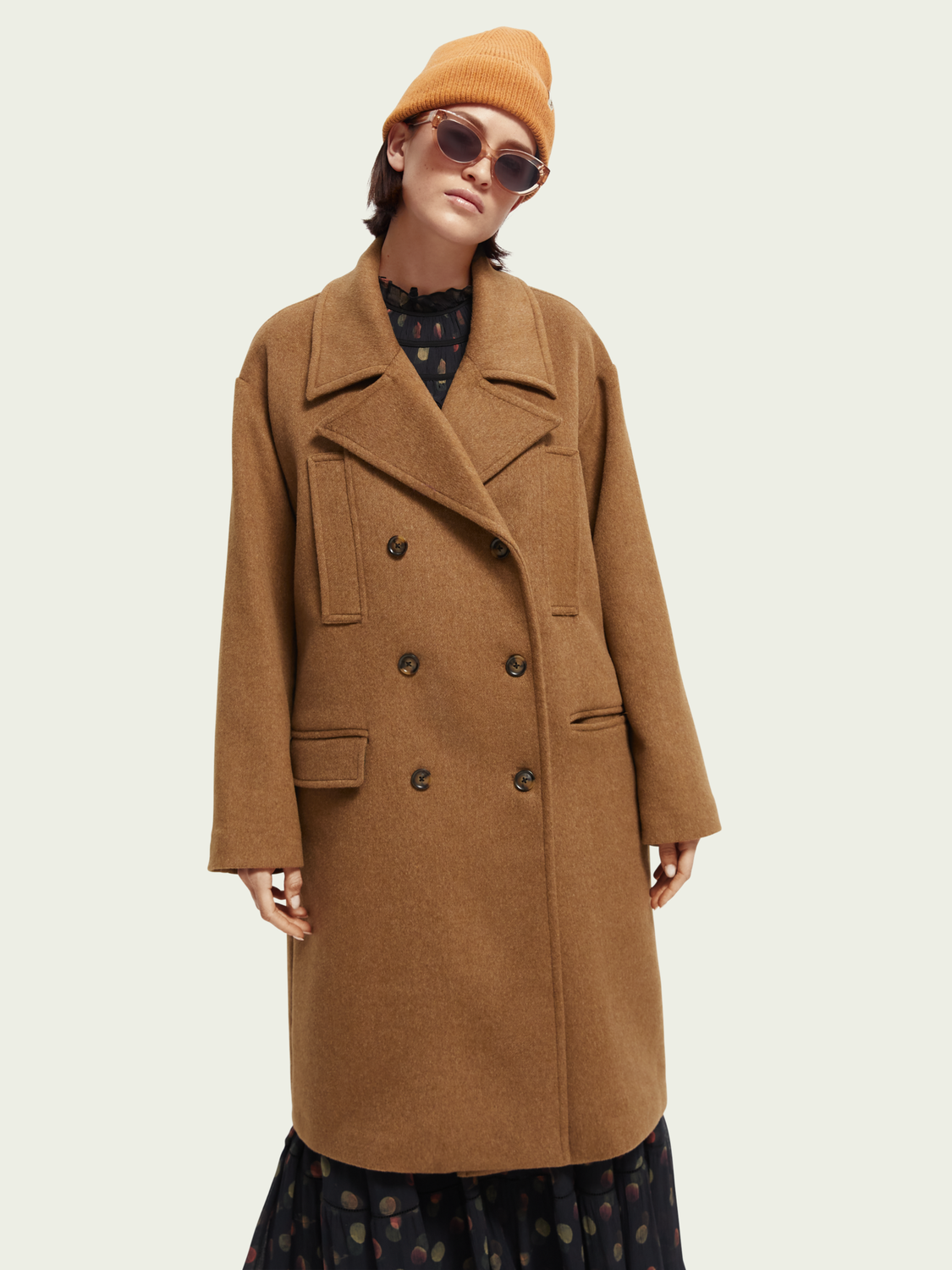 Brushed Double-Breasted Coat | scotch & soda outlet