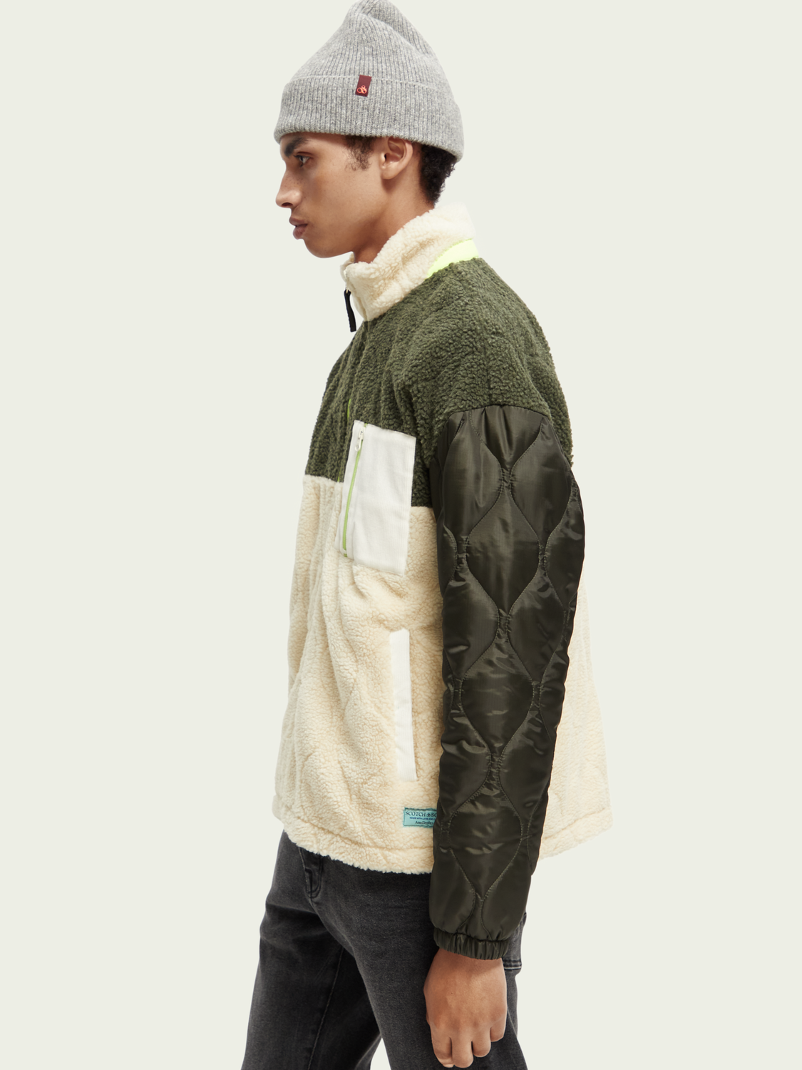 Panelled Quilted Teddy Jacket | Scotch And Soda Outlet