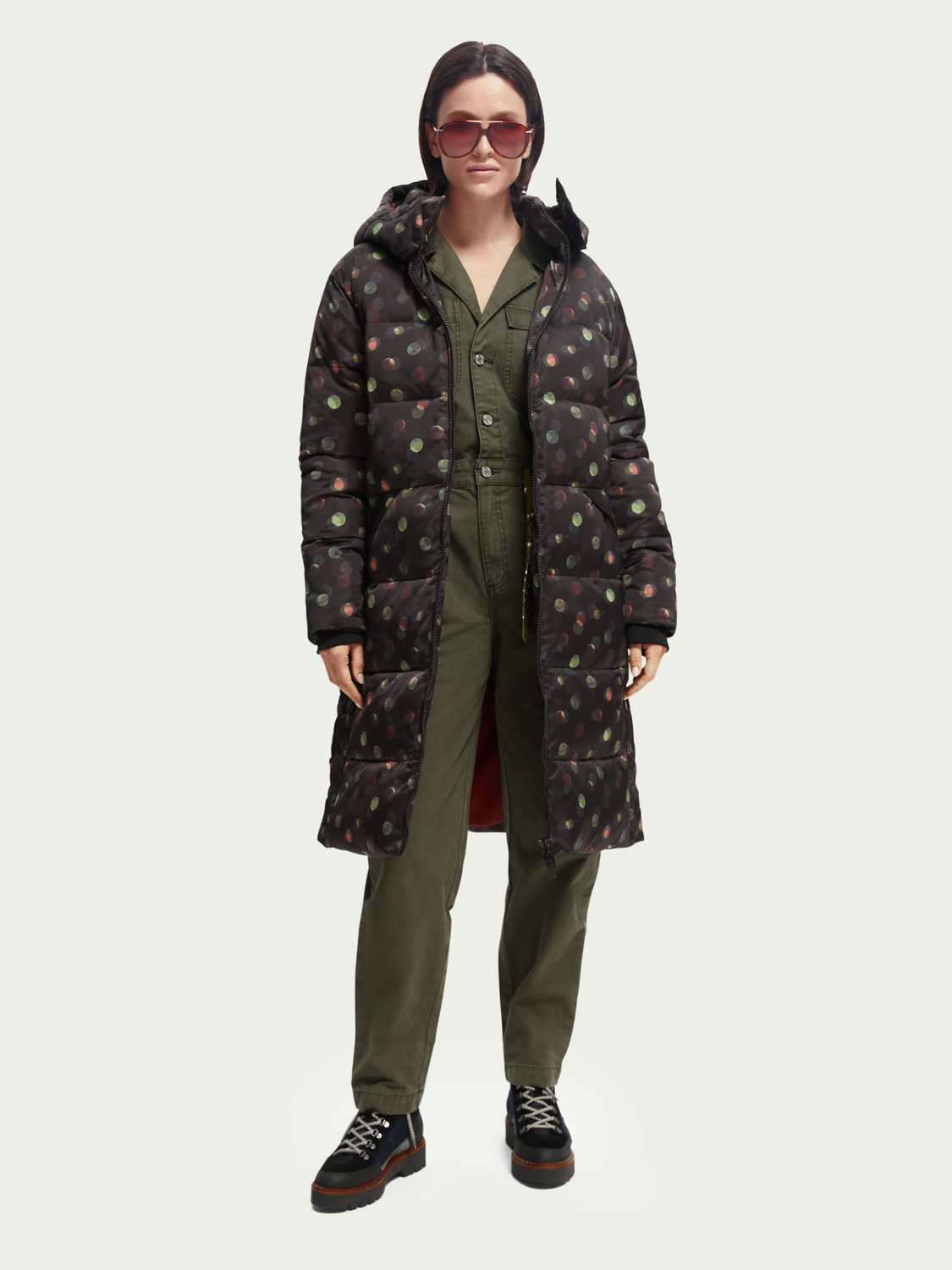 Printed Water-Repellent Long Puffer Jacket | scotch & soda outlet