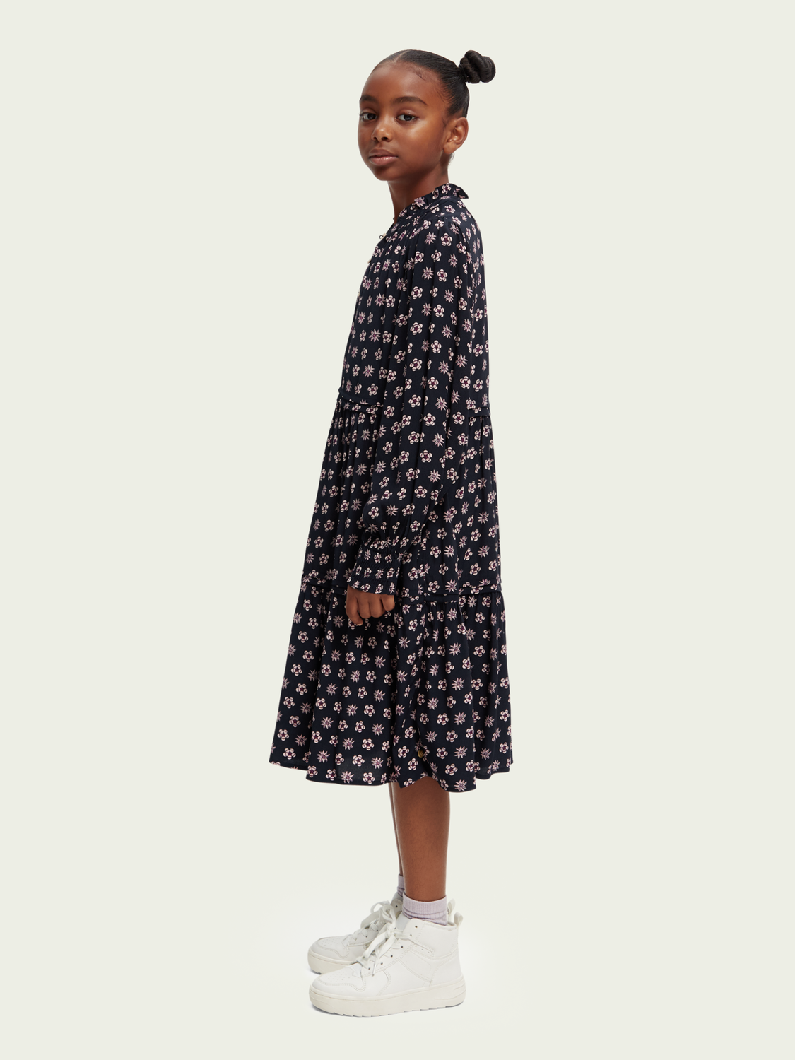 Scotch Soda Outlet | Long-Sleeved Printed Midi Dress