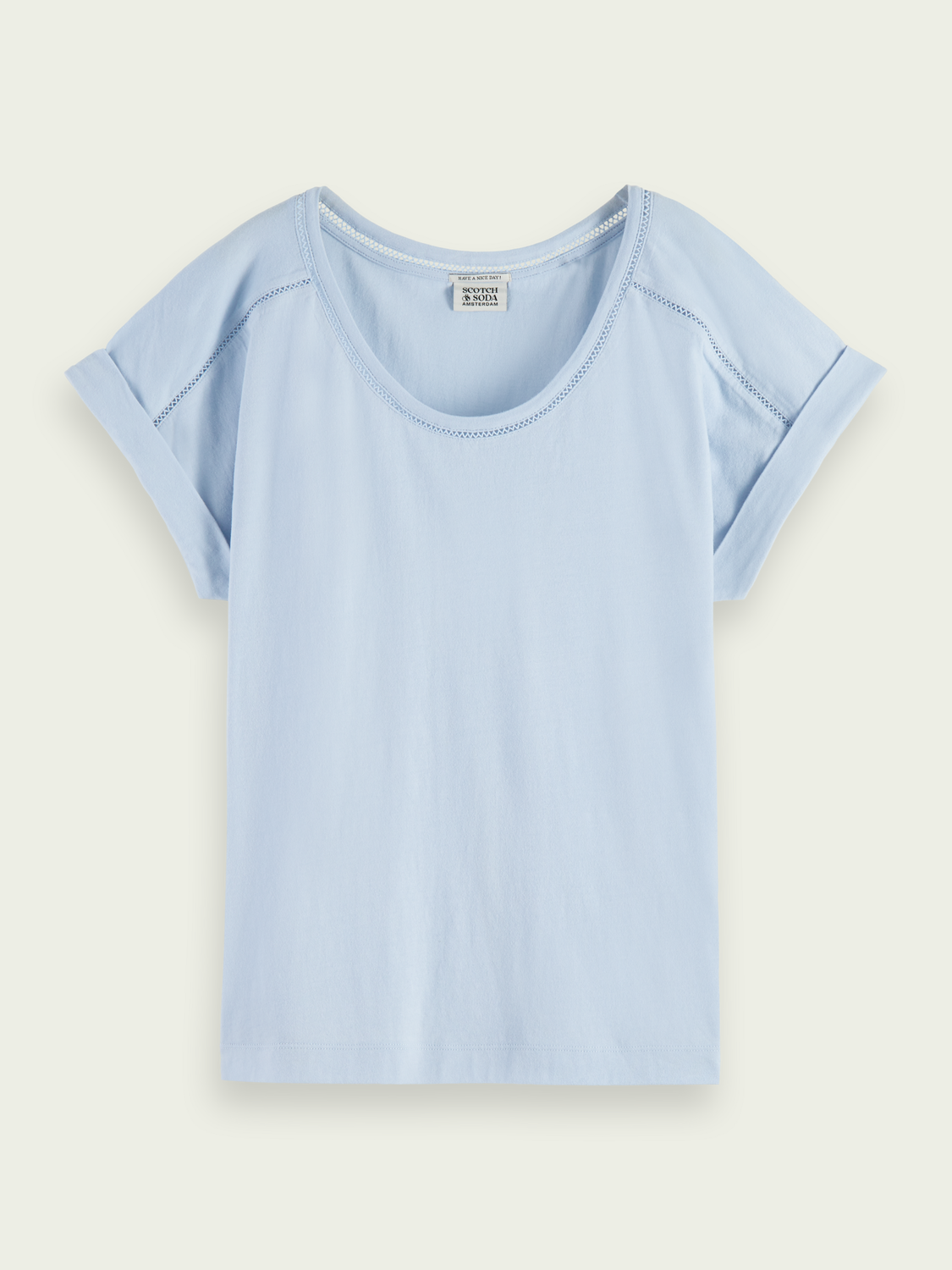 Scoop Neck Ladder Tape T-Shirt | scotch & soda outlet