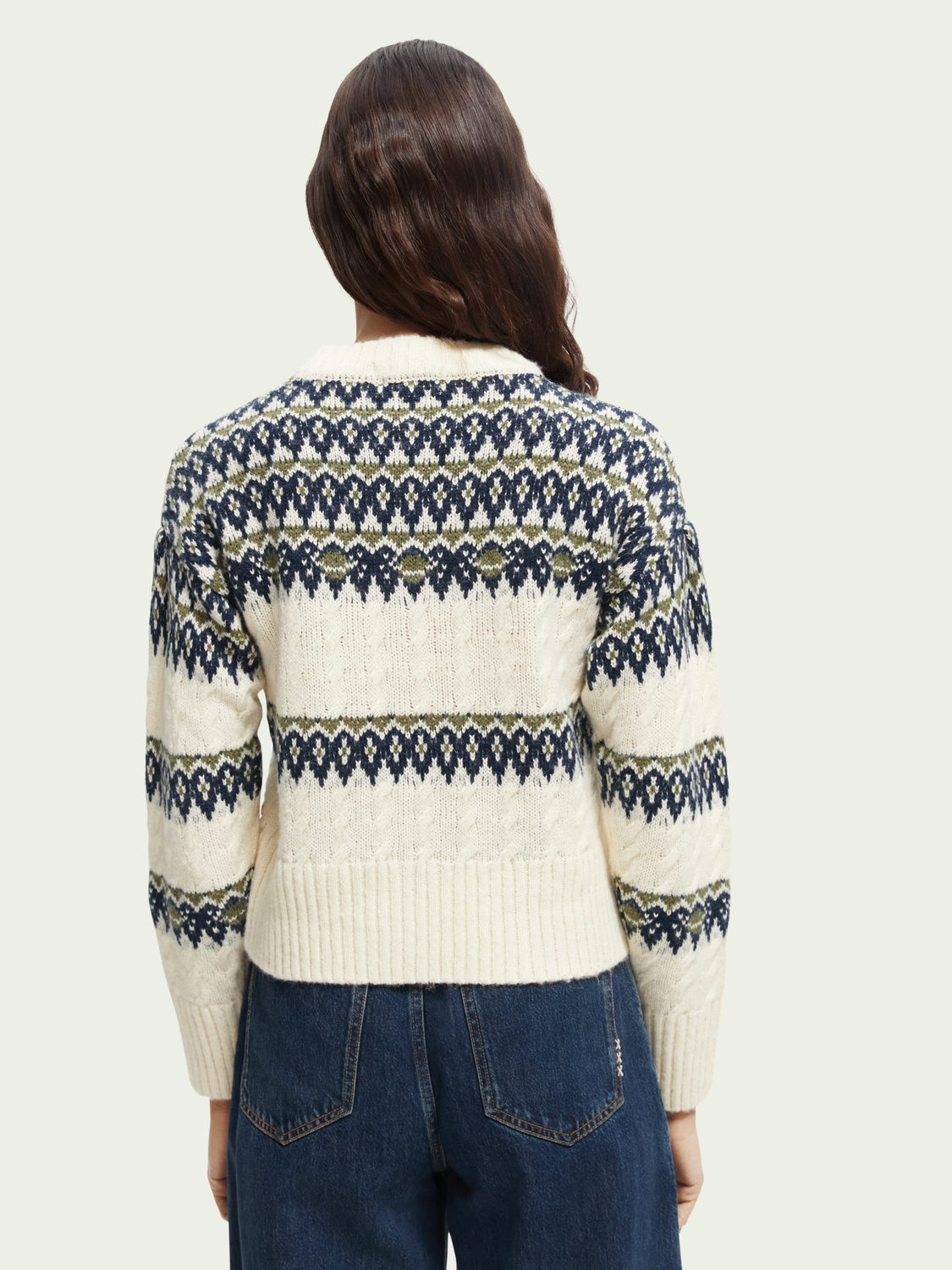 Cable Knit Fair Isle Sweater | scotch & soda outlet