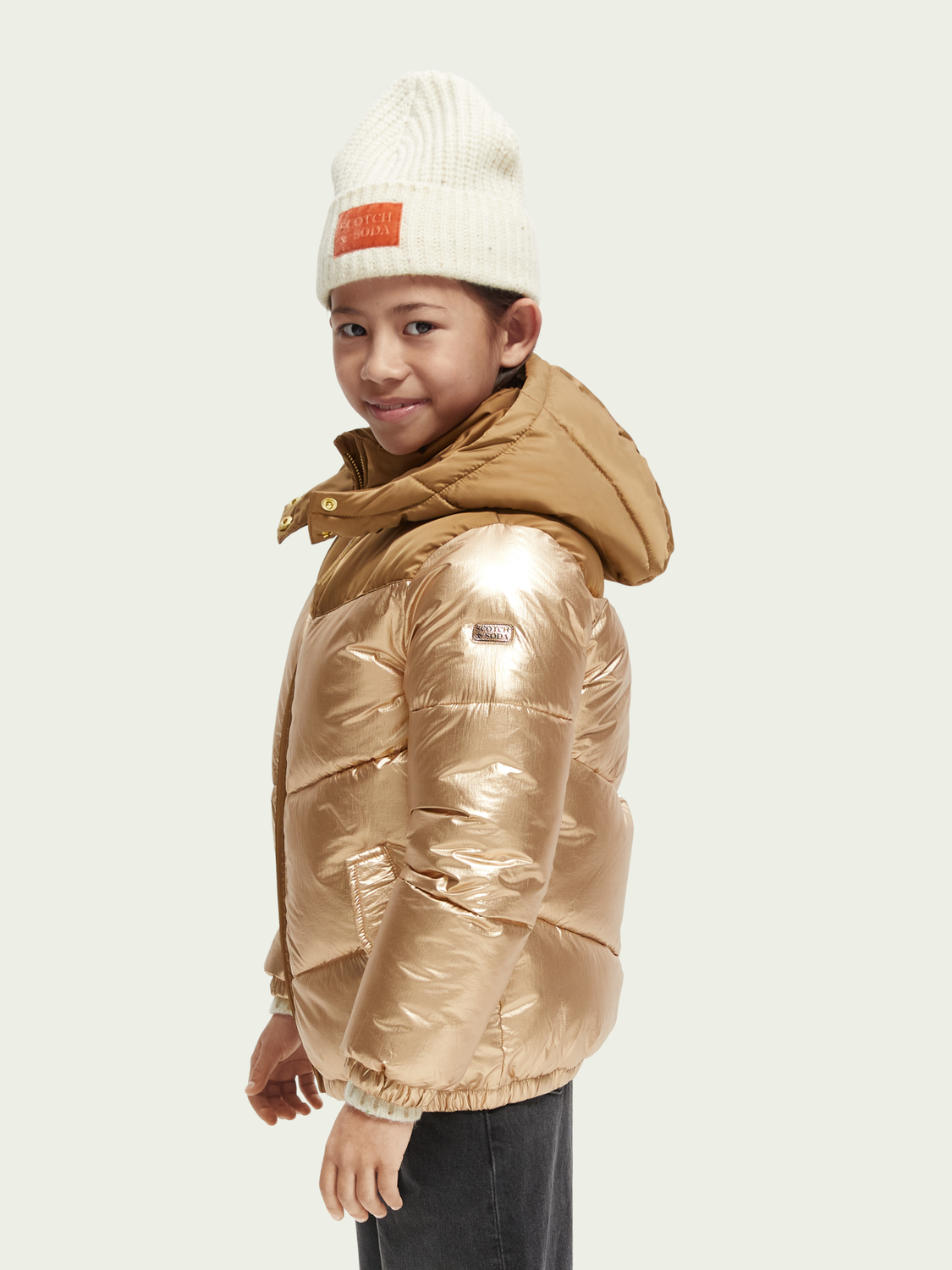 Metallic Colour Block Puffer Jacket