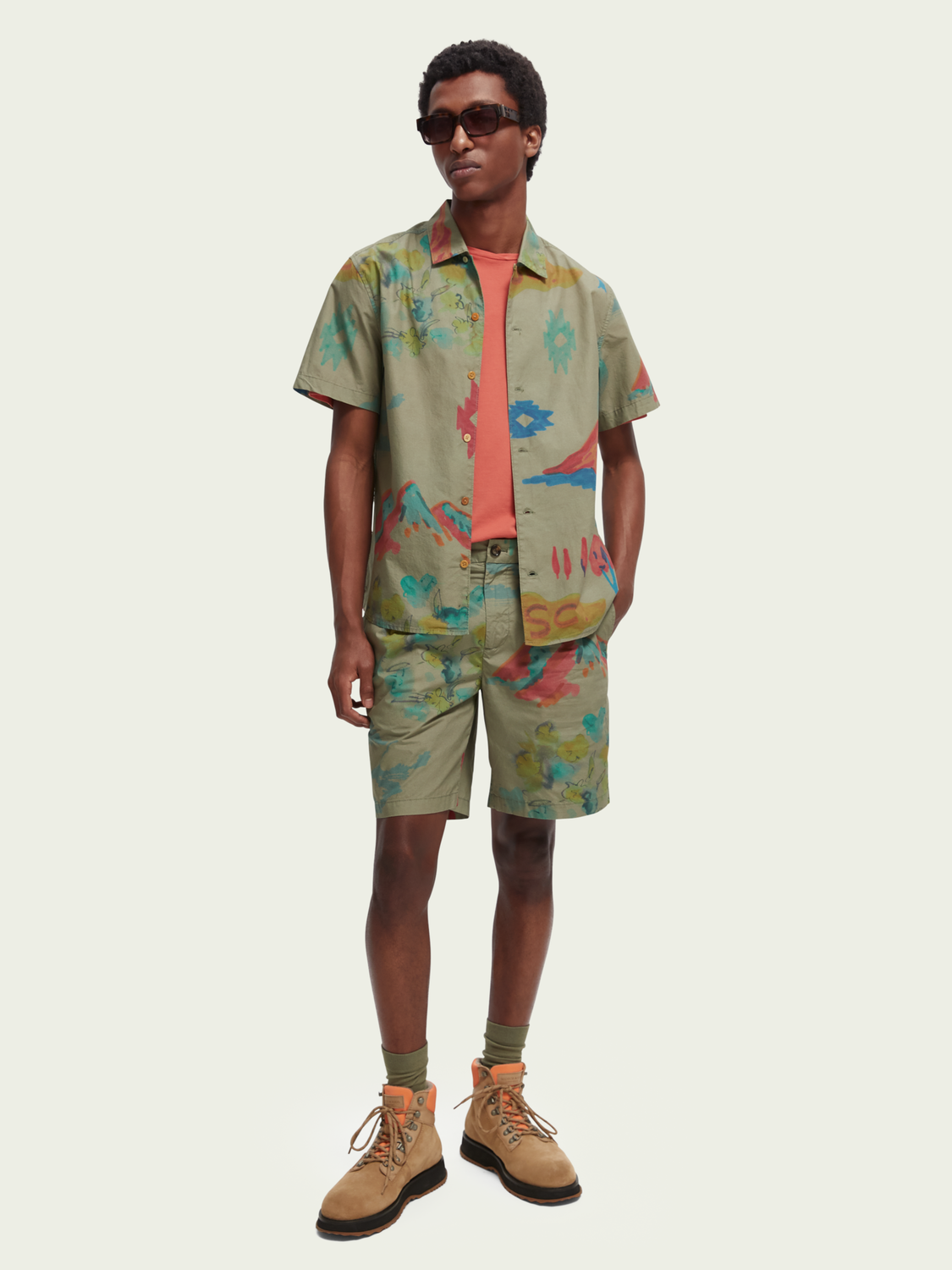 Printed Organic Cotton Short-Sleeved Shirt | Scotch And Soda Outlet