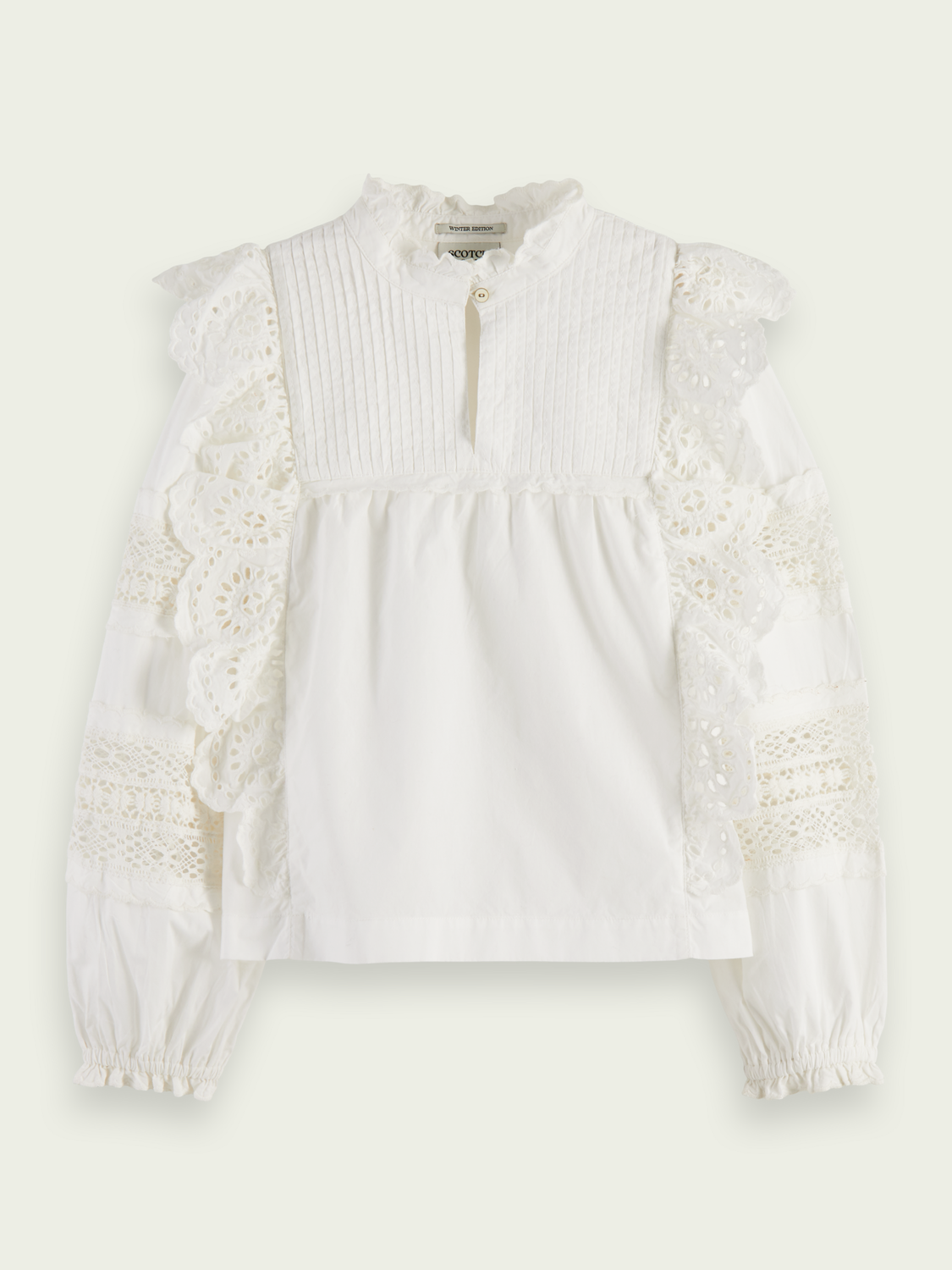 Broderie Anglaise Organic Cotton Ruffled Top