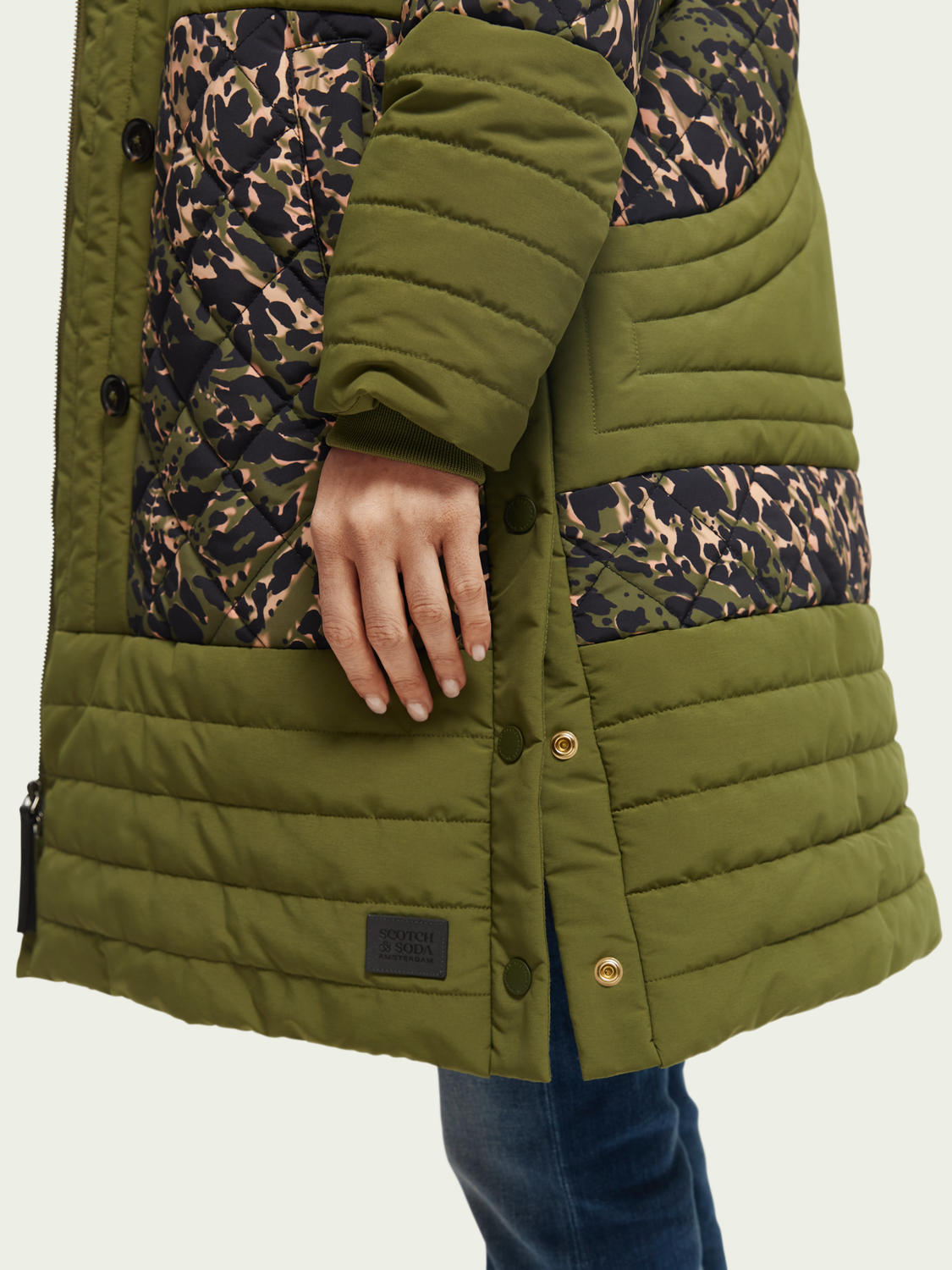 Quilted Animal Print Parka | scotch & soda outlet